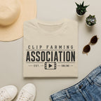 Clip Farming Association T‑Shirt — Vintage Film Reel ‘Est. Online’ Crew Tee