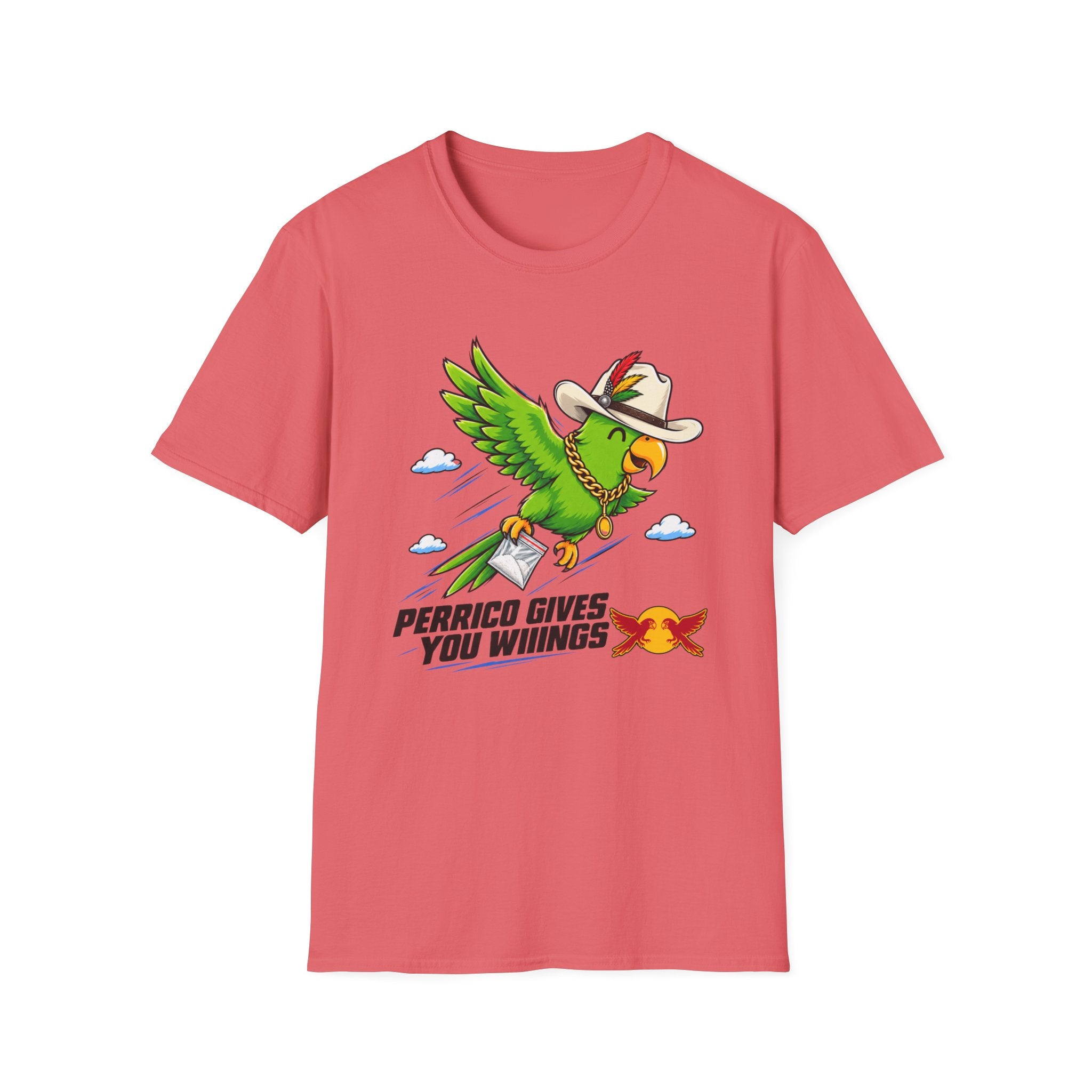 Parrot T-Shirt — 'Perrico Gives You Wiings' Funny Tropical Bird Tee