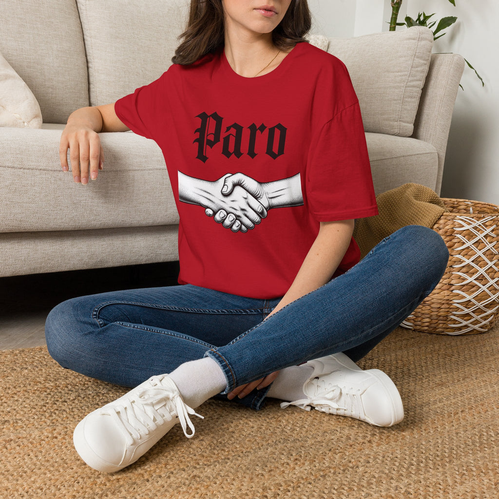 Paro Handshake T-Shirt — Vintage Gothic Script Graphic Tee