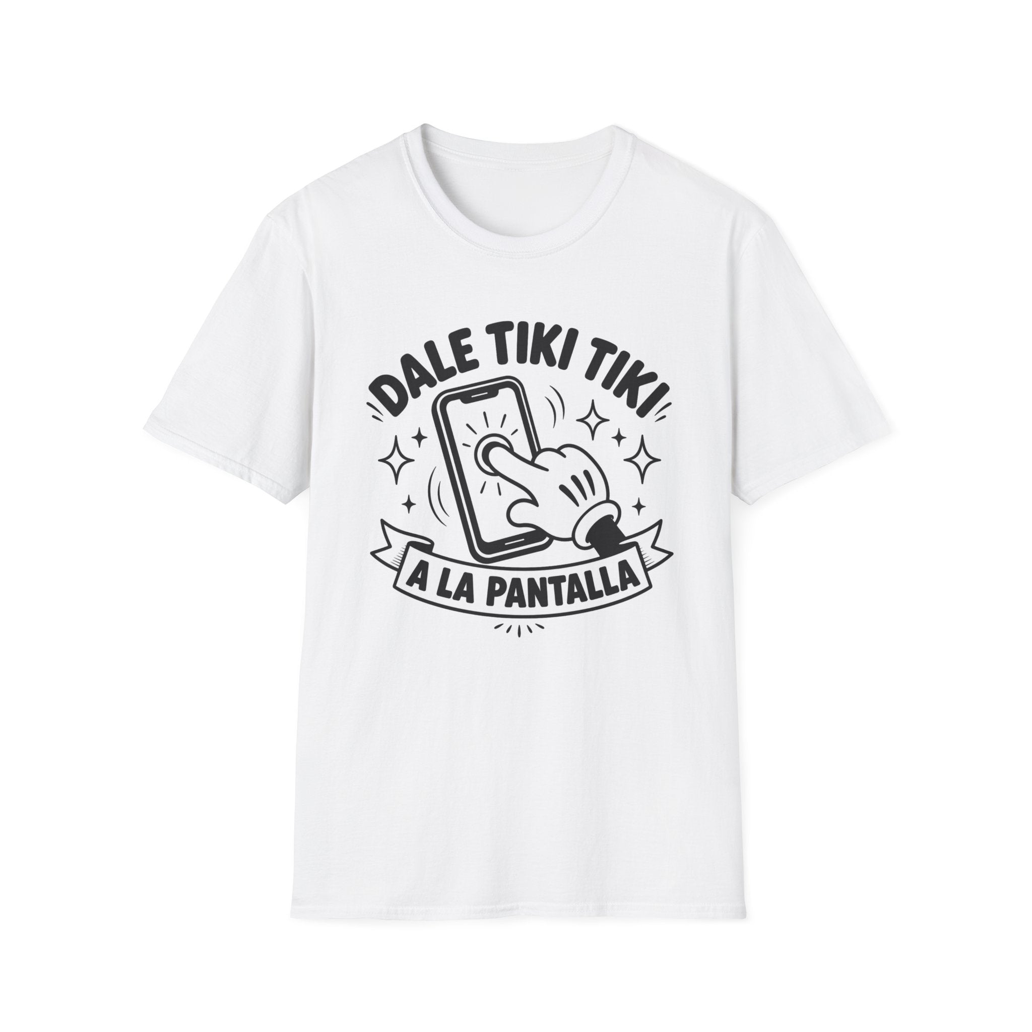 T-Shirt — 'Dale Tiki Tiki! A La Pantalla' Funny Spanish Phone-Press Graphic Tee