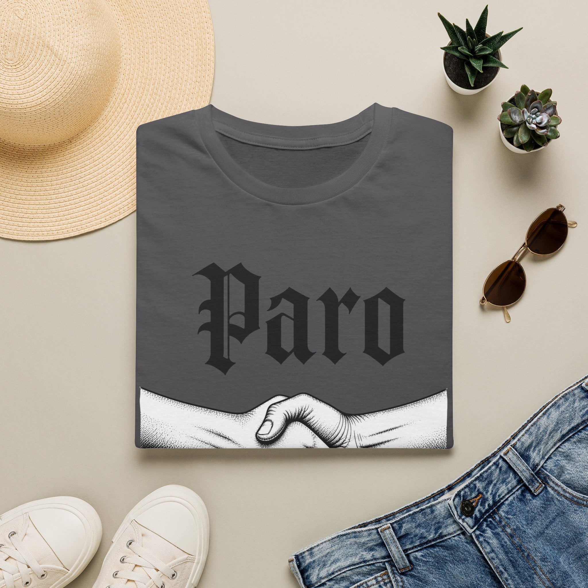 Paro Handshake T-Shirt — Vintage Gothic Script Graphic Tee
