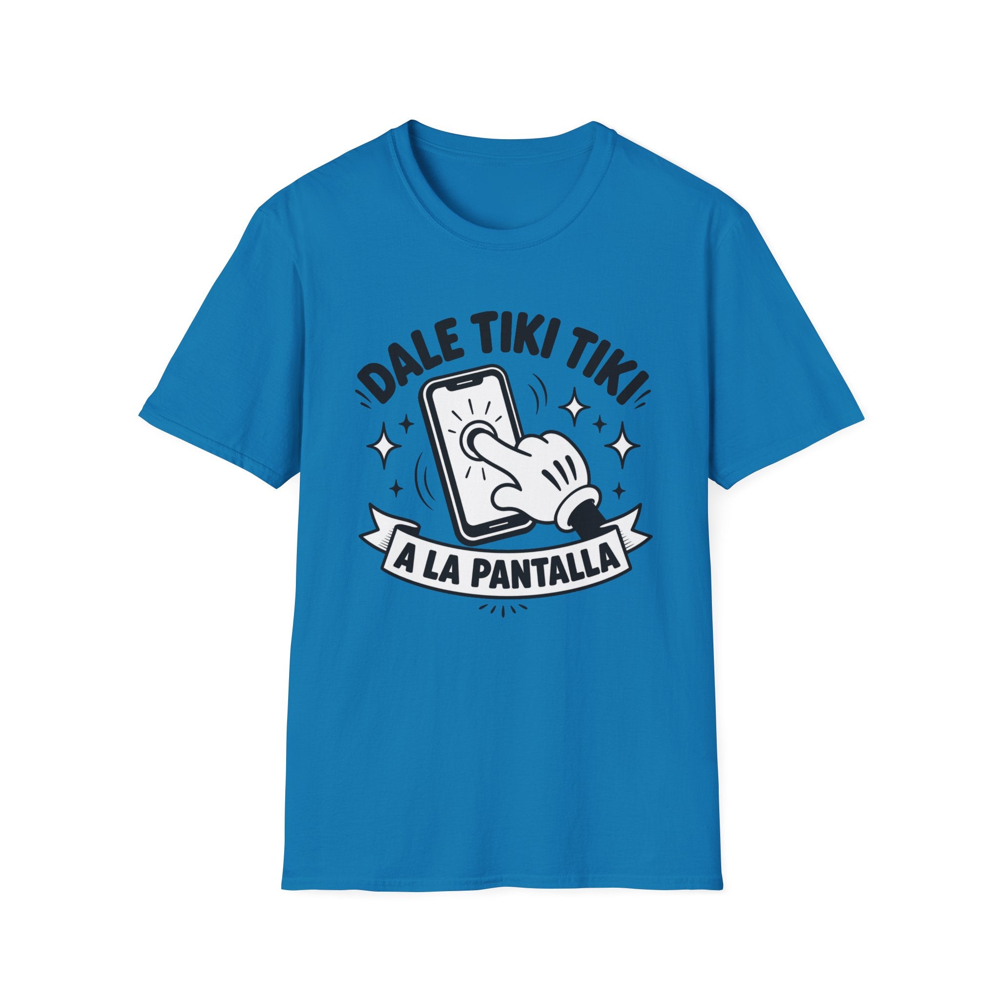 T-Shirt — 'Dale Tiki Tiki! A La Pantalla' Funny Spanish Phone-Press Graphic Tee