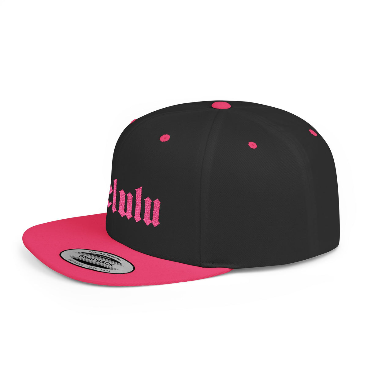 Delulu Pink Embroidered Snapback Hat