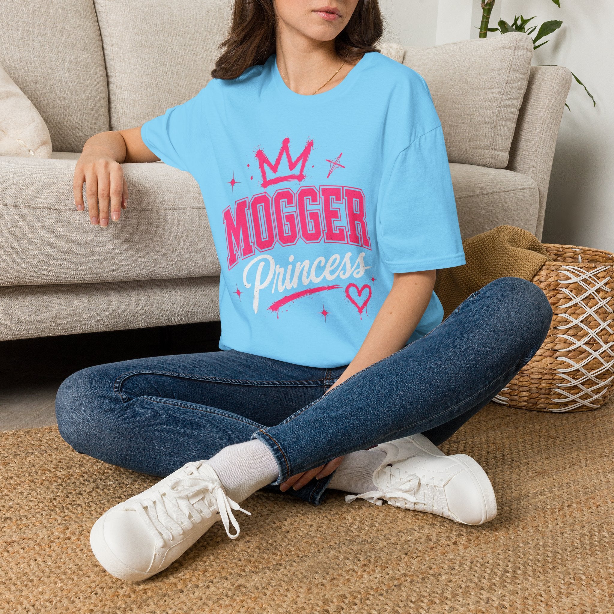 Mogger Princess T‑Shirt — Pink Crown Graphic Tee