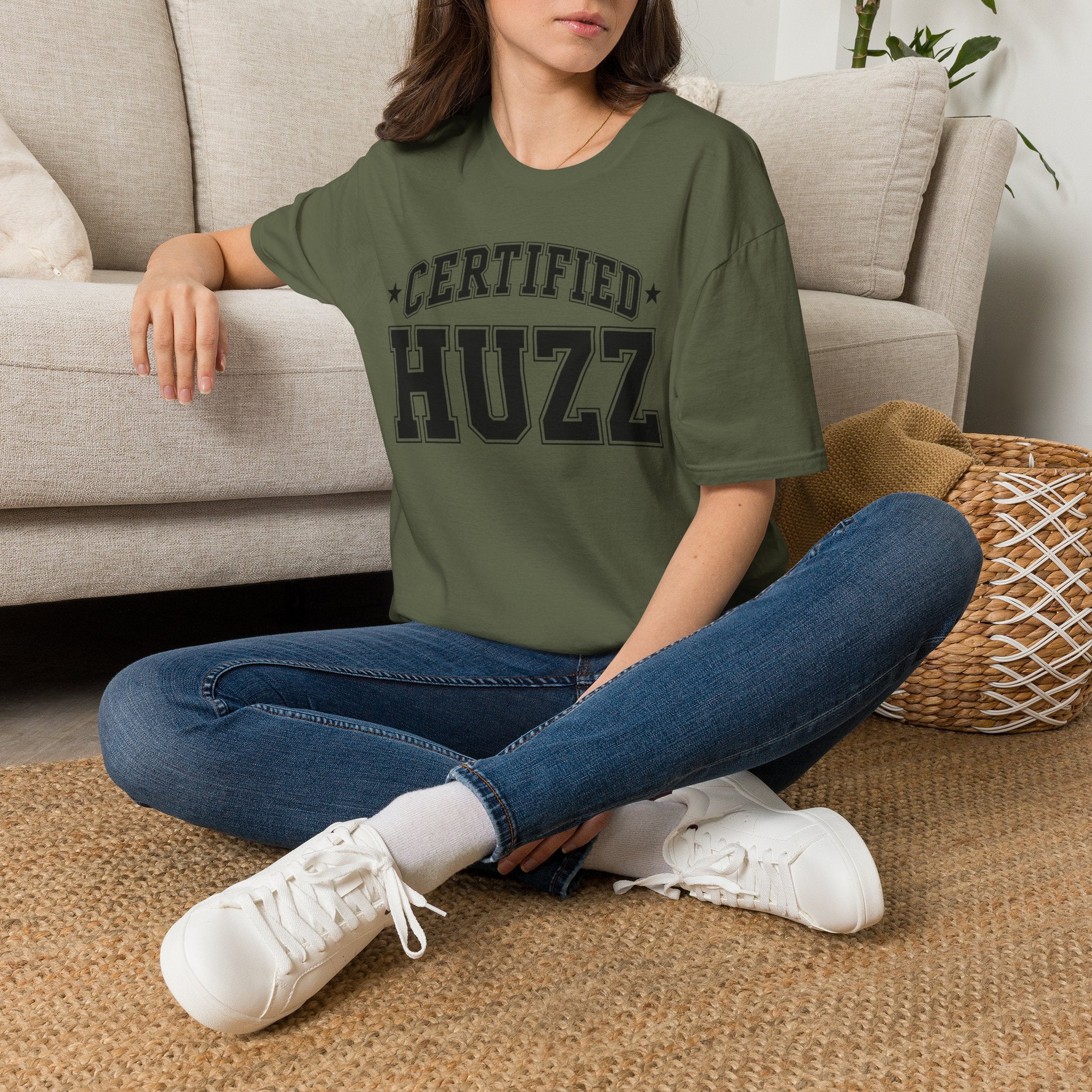 Certified Huzz T‑Shirt — Collegiate Vintage Lettering Tee