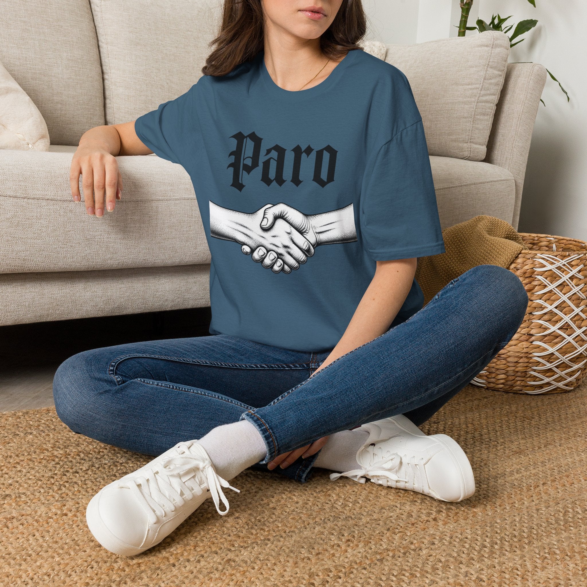 Paro Handshake T-Shirt — Vintage Gothic Script Graphic Tee