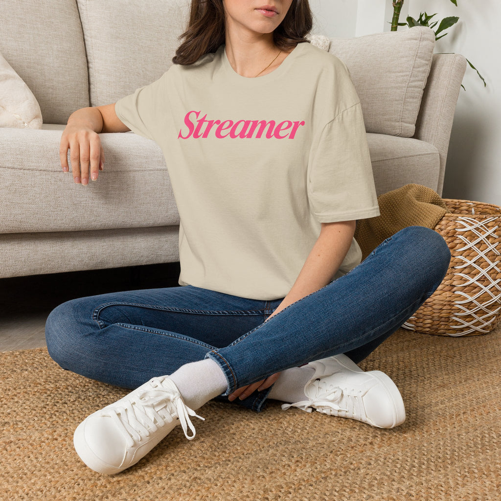 Streamer T‑Shirt — Pink Script Logo
