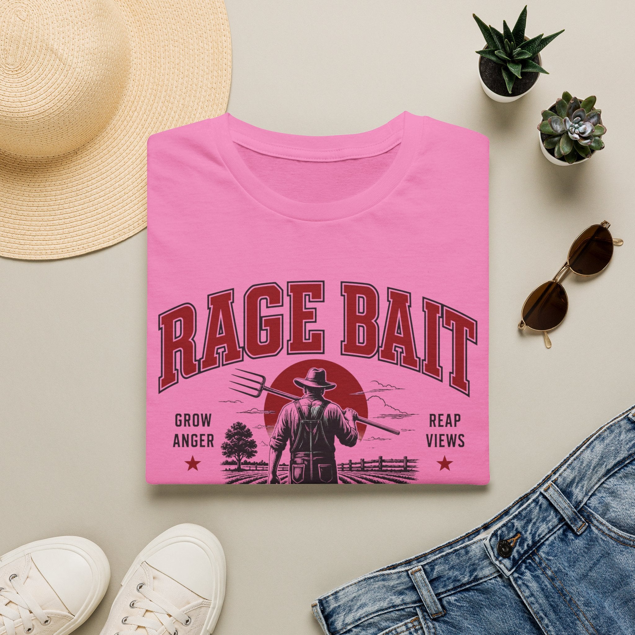 Rage Bait Farmer Graphic T‑Shirt — Grow Anger, Reap Views Vintage Western Tee
