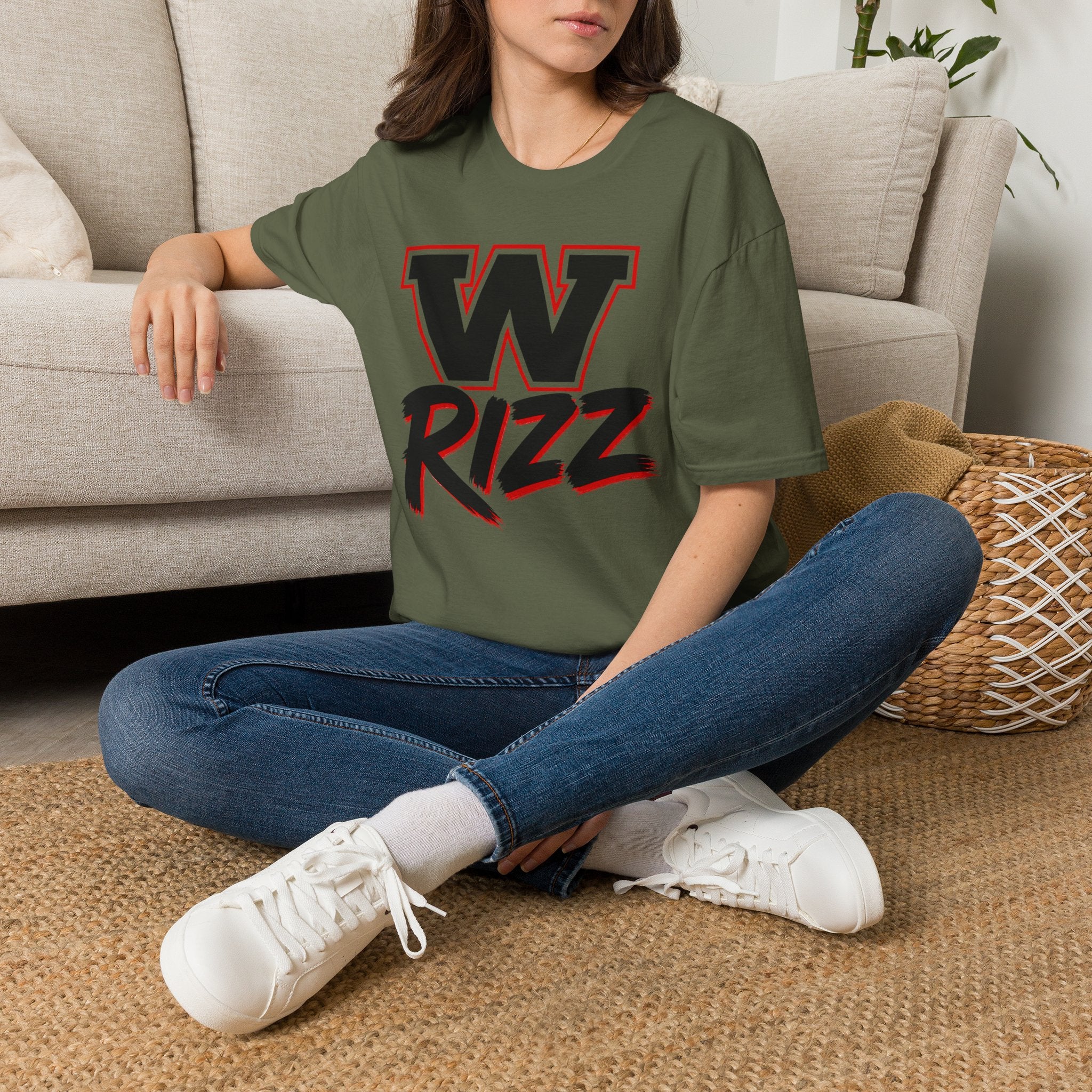 W Rizz Graphic Tee — Bold Varsity Lettering Shirt
