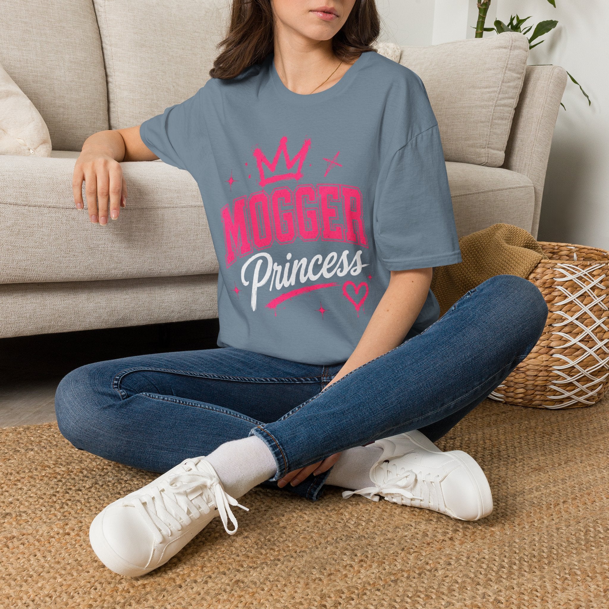 Mogger Princess T‑Shirt — Pink Crown Graphic Tee