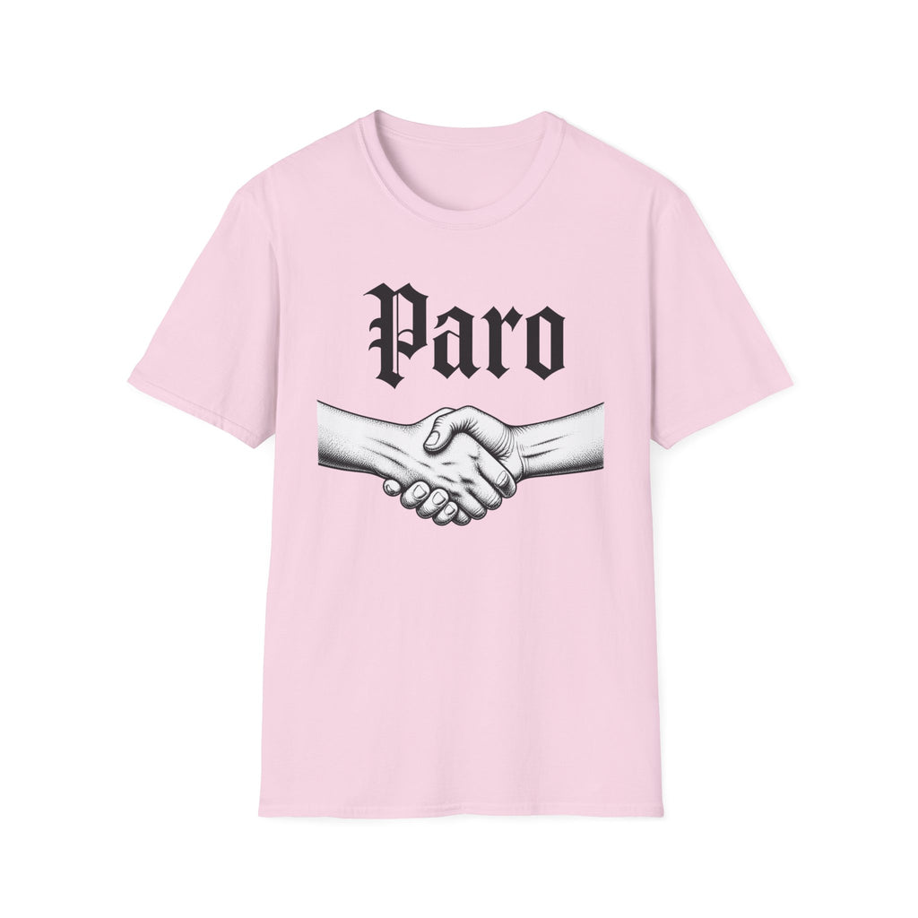 Paro Handshake T-Shirt — Vintage Gothic Script Graphic Tee