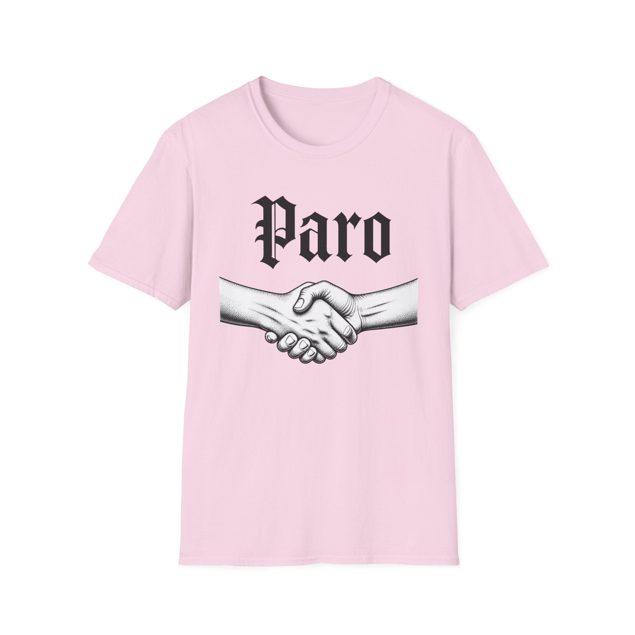 Paro Handshake T-Shirt — Vintage Gothic Script Graphic Tee
