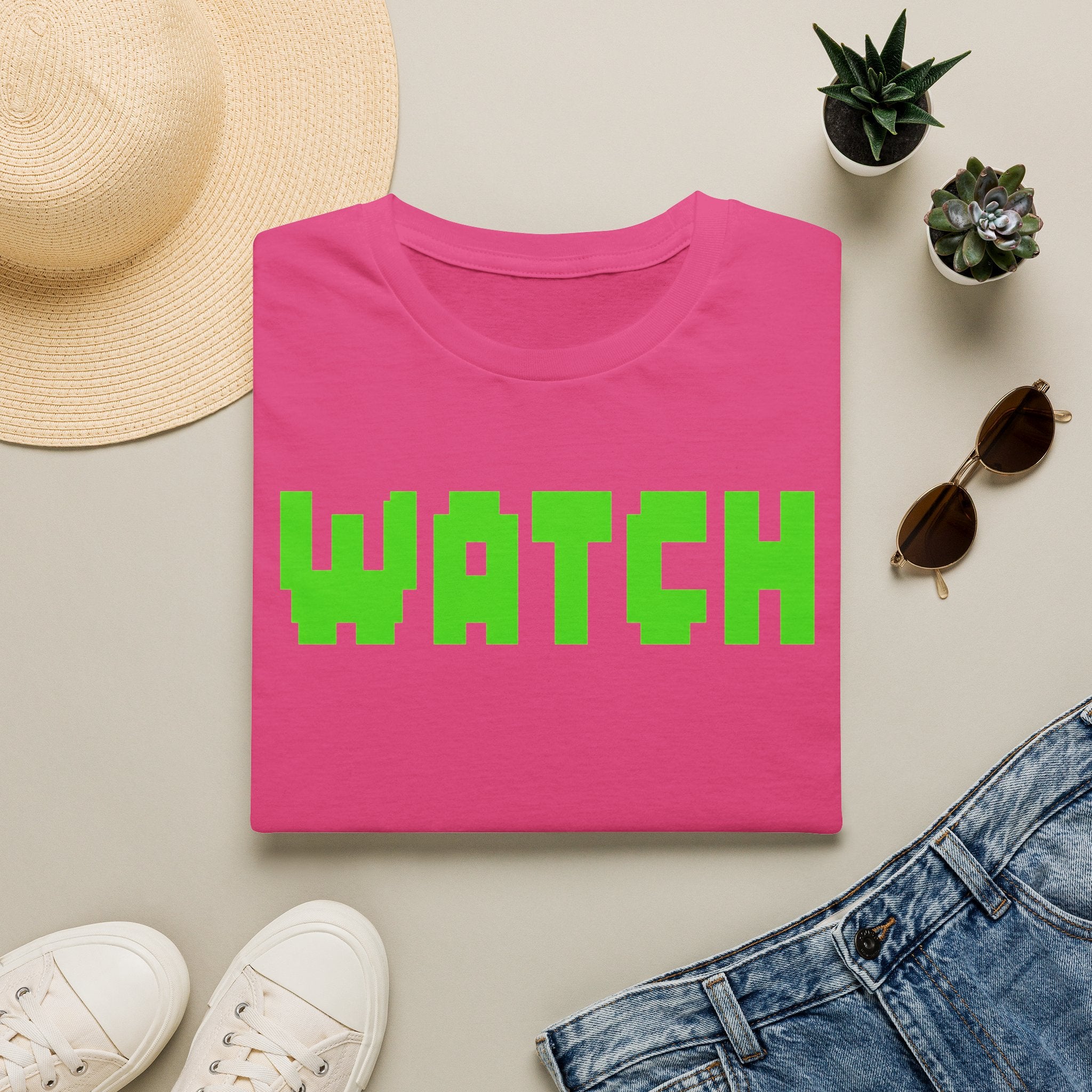 WATCH Graphic T-Shirt — Retro Pixel Green Statement Tee