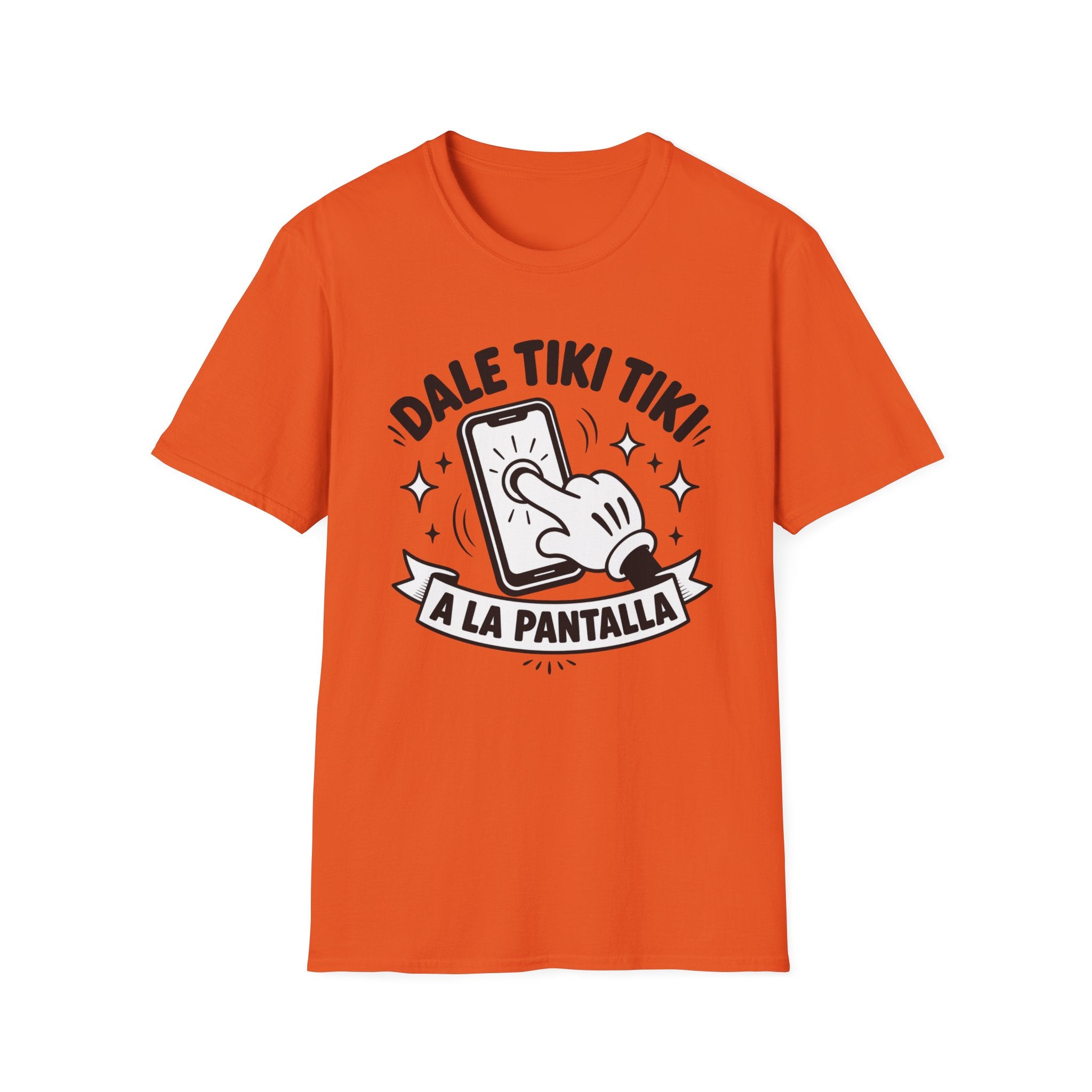 T-Shirt — 'Dale Tiki Tiki! A La Pantalla' Funny Spanish Phone-Press Graphic Tee