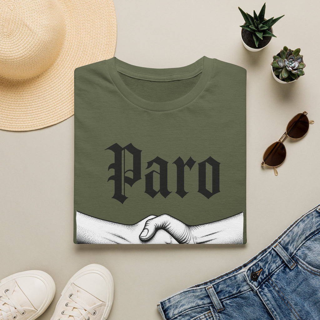 Paro Handshake T-Shirt — Vintage Gothic Script Graphic Tee