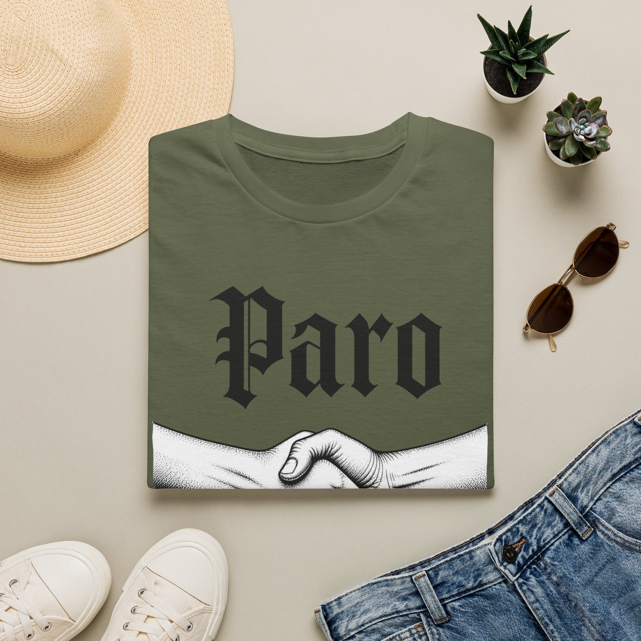 Paro Handshake T-Shirt — Vintage Gothic Script Graphic Tee