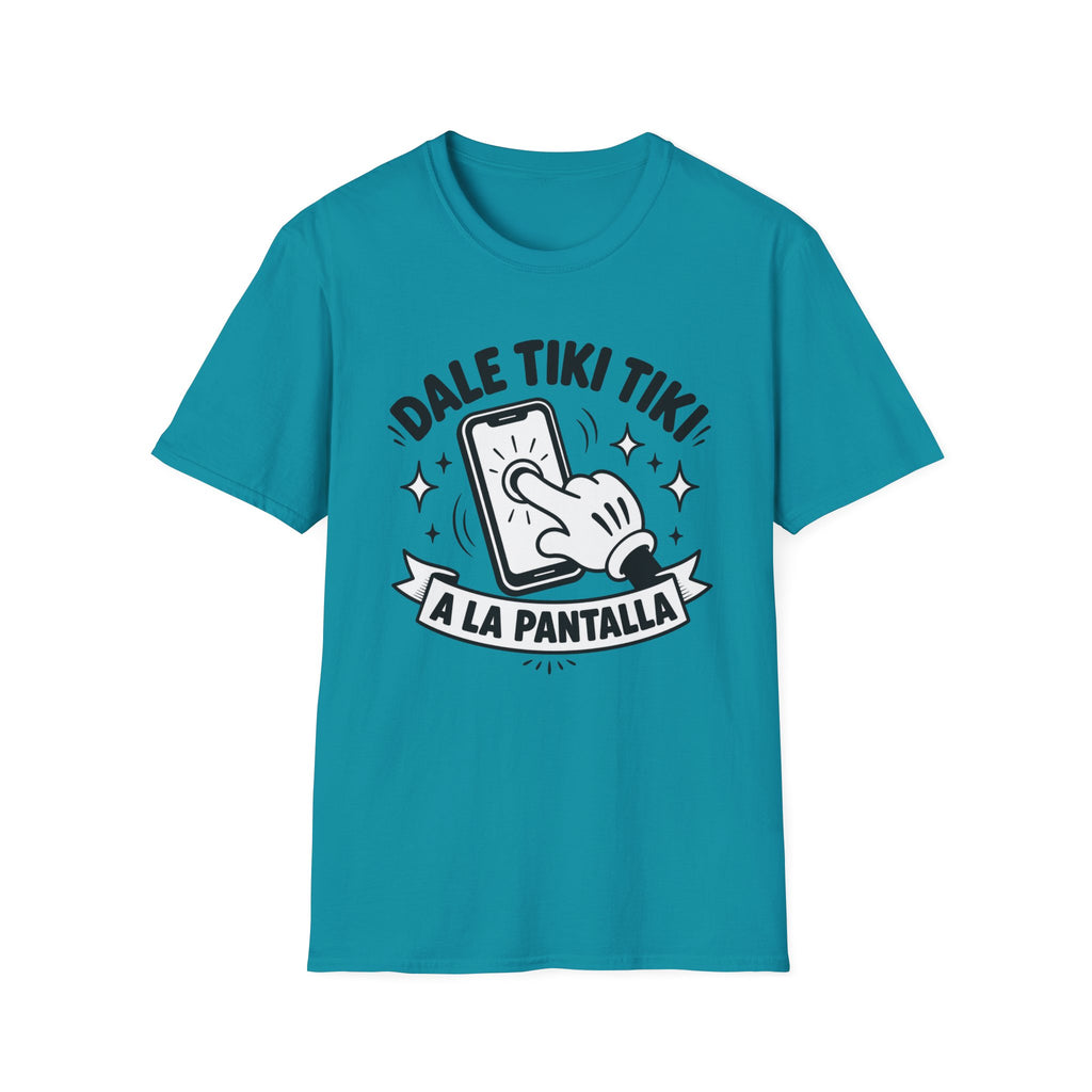 T-Shirt — 'Dale Tiki Tiki! A La Pantalla' Funny Spanish Phone-Press Graphic Tee