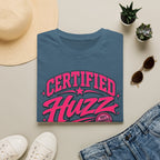 Certified Huzz T-Shirt — Pink Retro Badge Graphic Tee