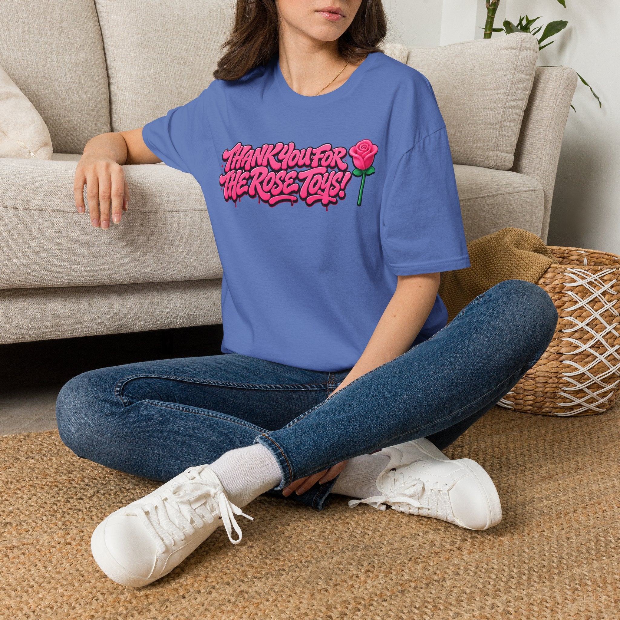 T-Shirt — "Thank You for the Rose Toys!" Pink Graffiti Floral Tee