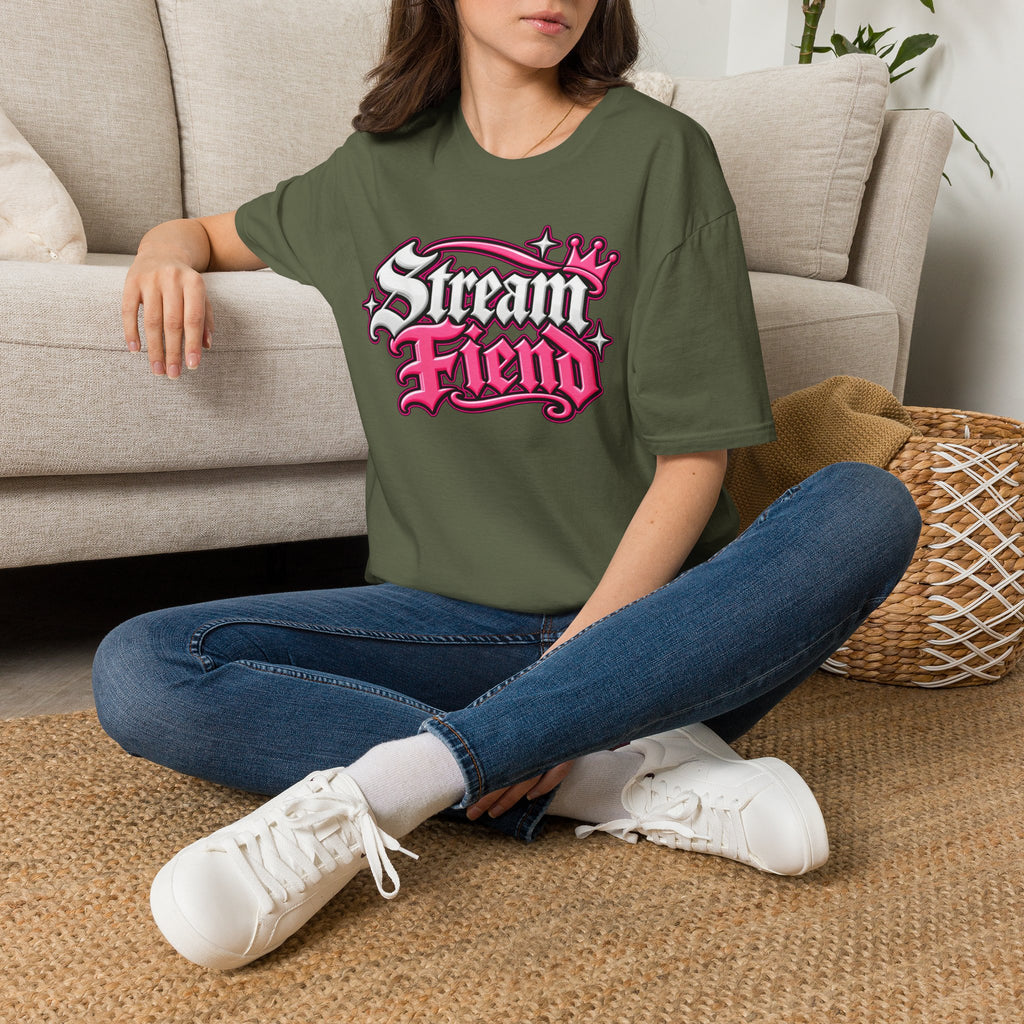 Stream Fiend Graphic Tee — Pink Retro Gamer Streaming Shirt