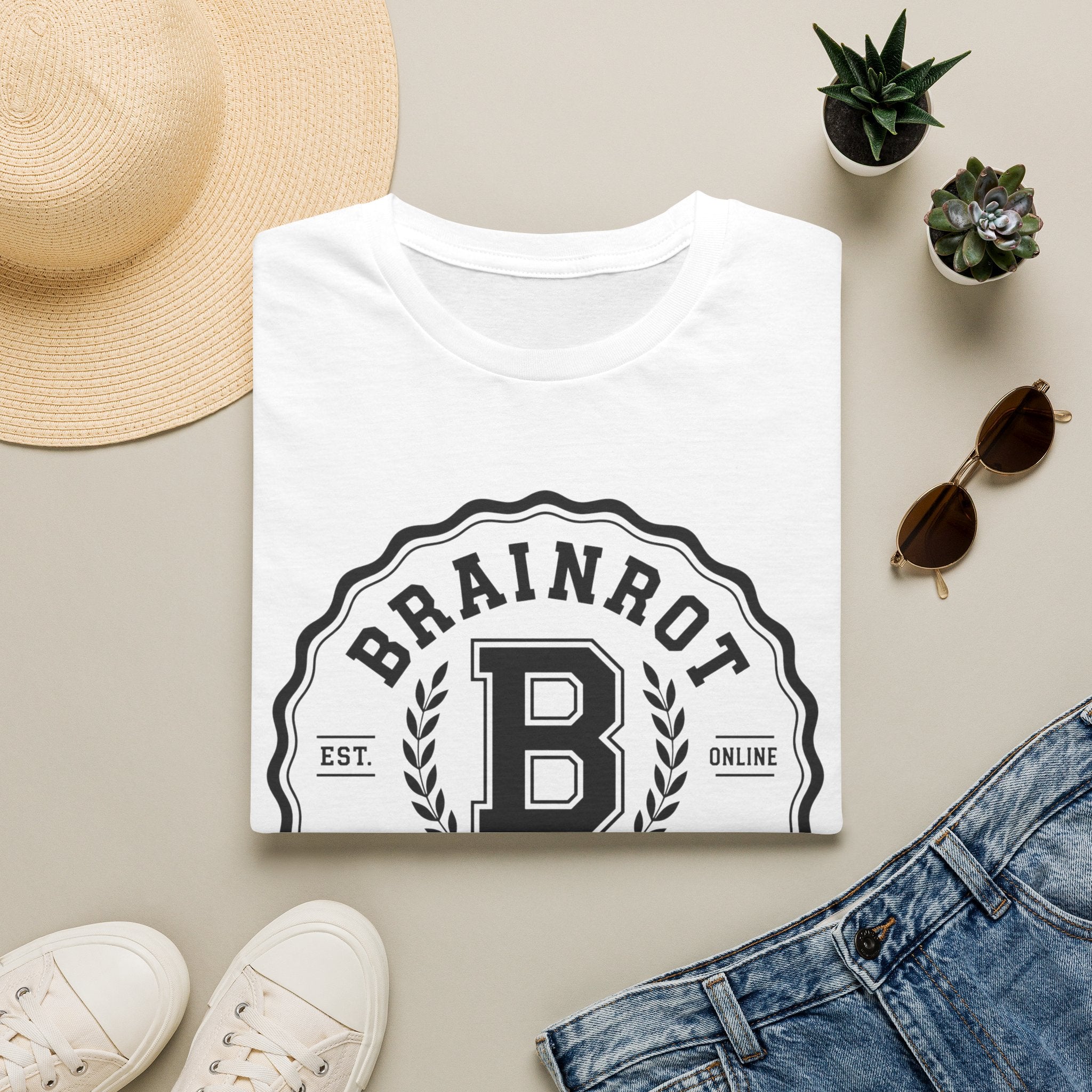 Brainrot University Logo T-Shirt — Vintage Collegiate Graphic Tee