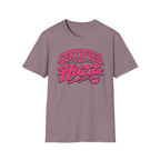 Certified Huzz T-Shirt — Pink Retro Badge Graphic Tee