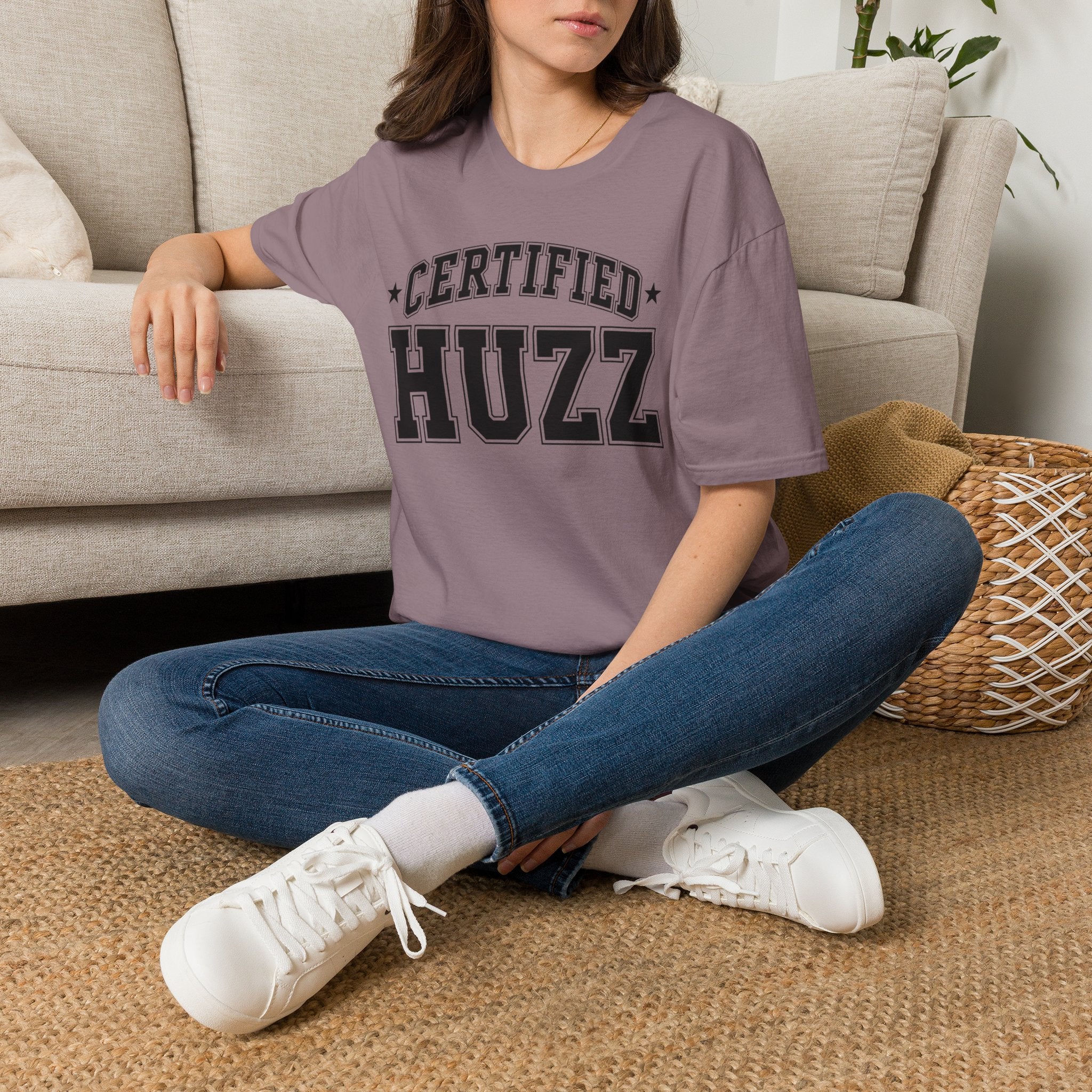 Certified Huzz T‑Shirt — Collegiate Vintage Lettering Tee