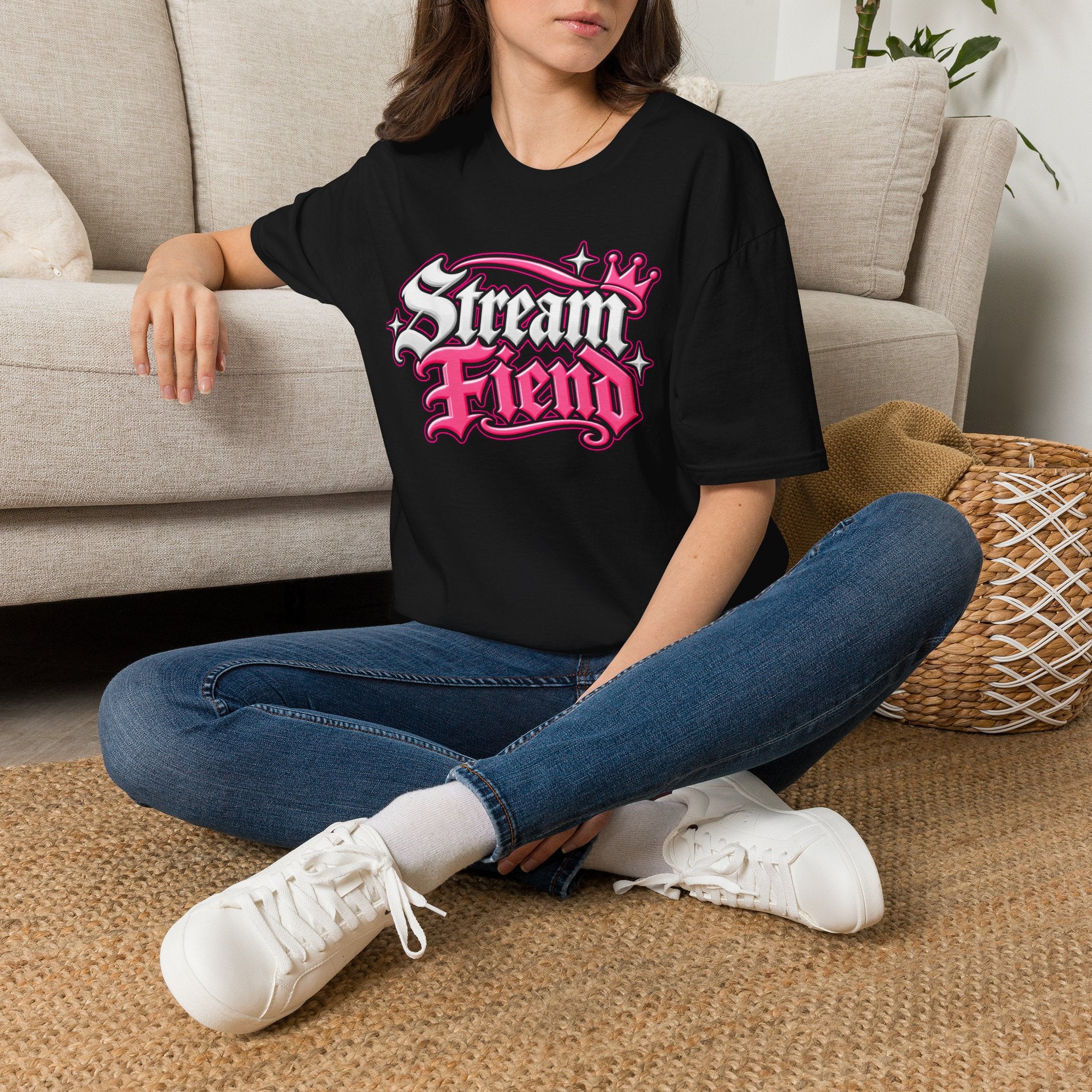 Stream Fiend Graphic Tee — Pink Retro Gamer Streaming Shirt