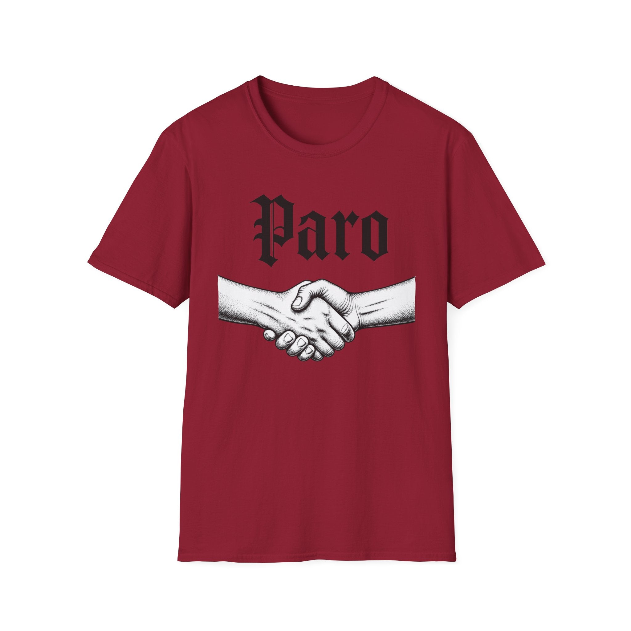 Paro Handshake T-Shirt — Vintage Gothic Script Graphic Tee