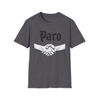 Paro Handshake T-Shirt — Vintage Gothic Script Graphic Tee