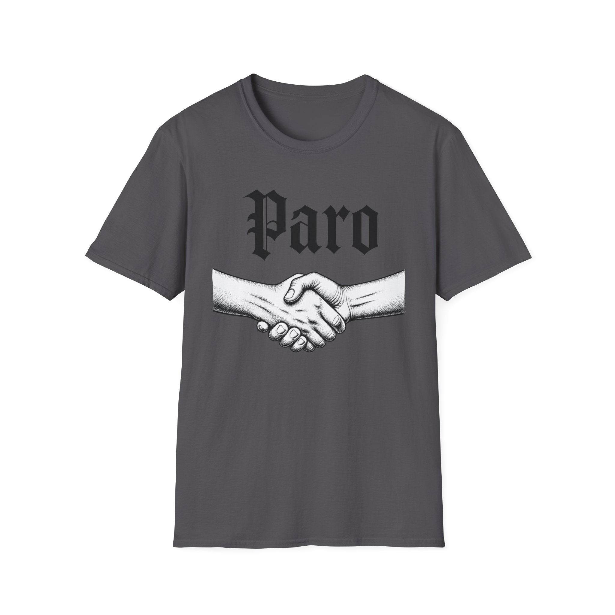 Paro Handshake T-Shirt — Vintage Gothic Script Graphic Tee