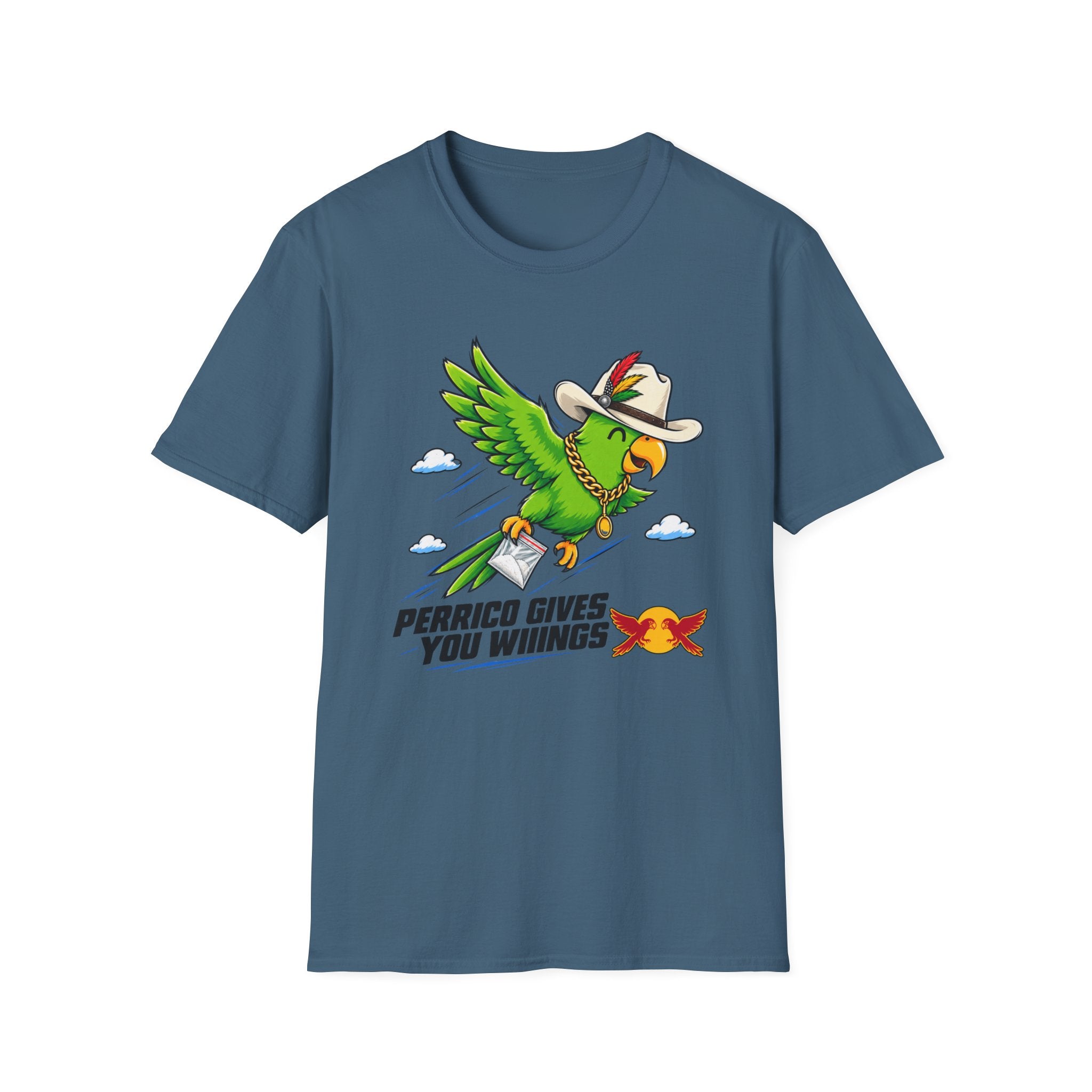 Parrot T-Shirt — 'Perrico Gives You Wiings' Funny Tropical Bird Tee