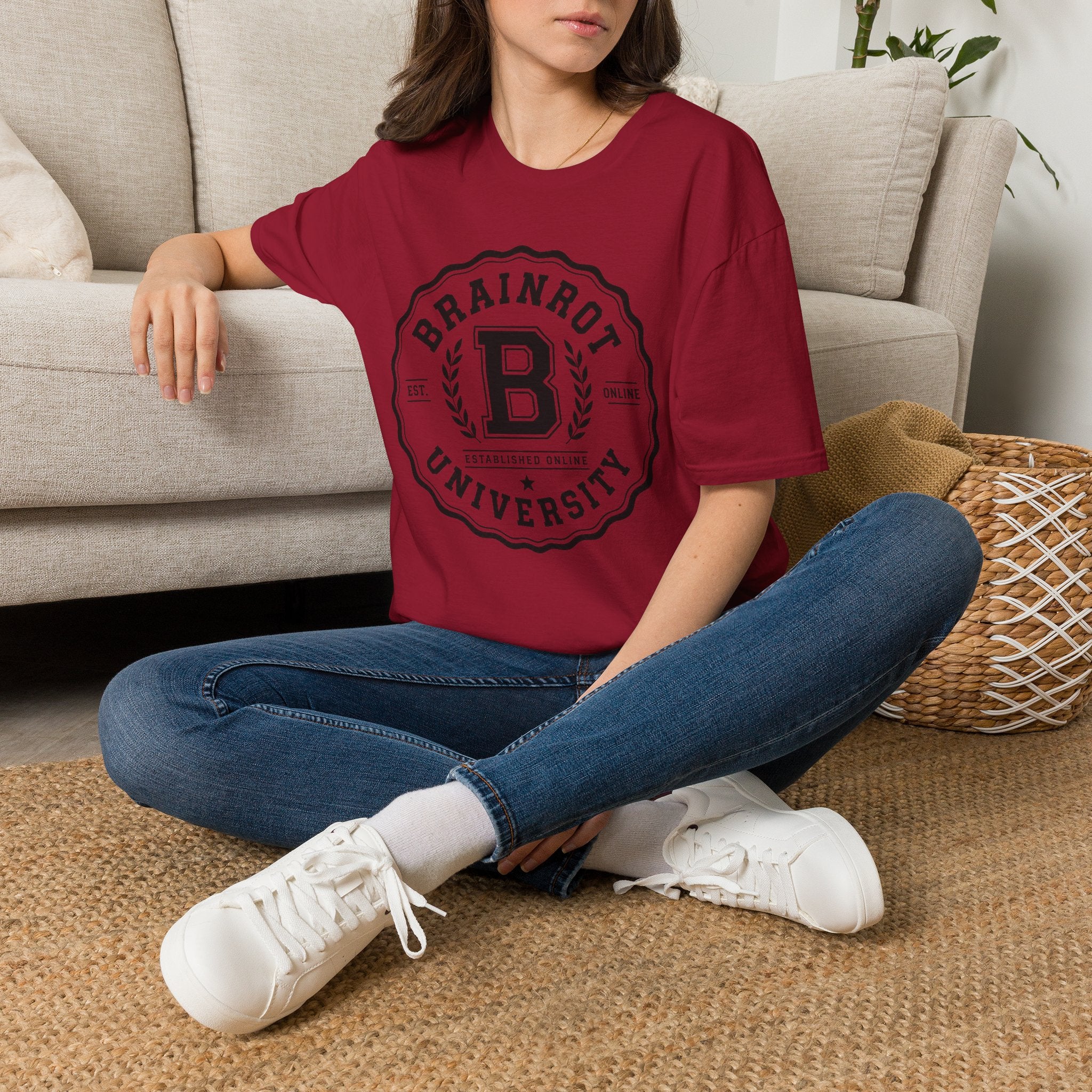 Brainrot University Logo T-Shirt — Vintage Collegiate Graphic Tee