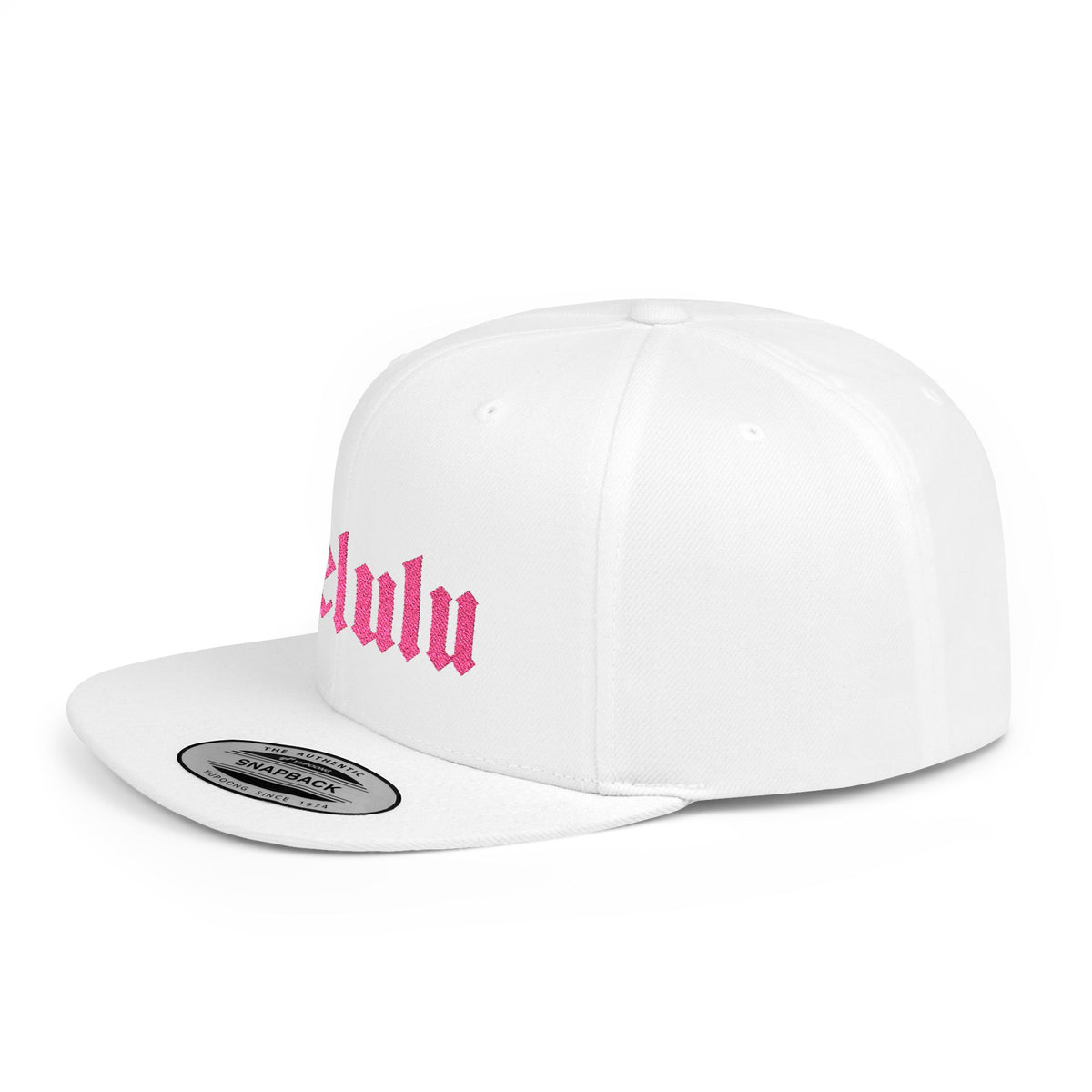 Delulu Pink Embroidered Snapback Hat