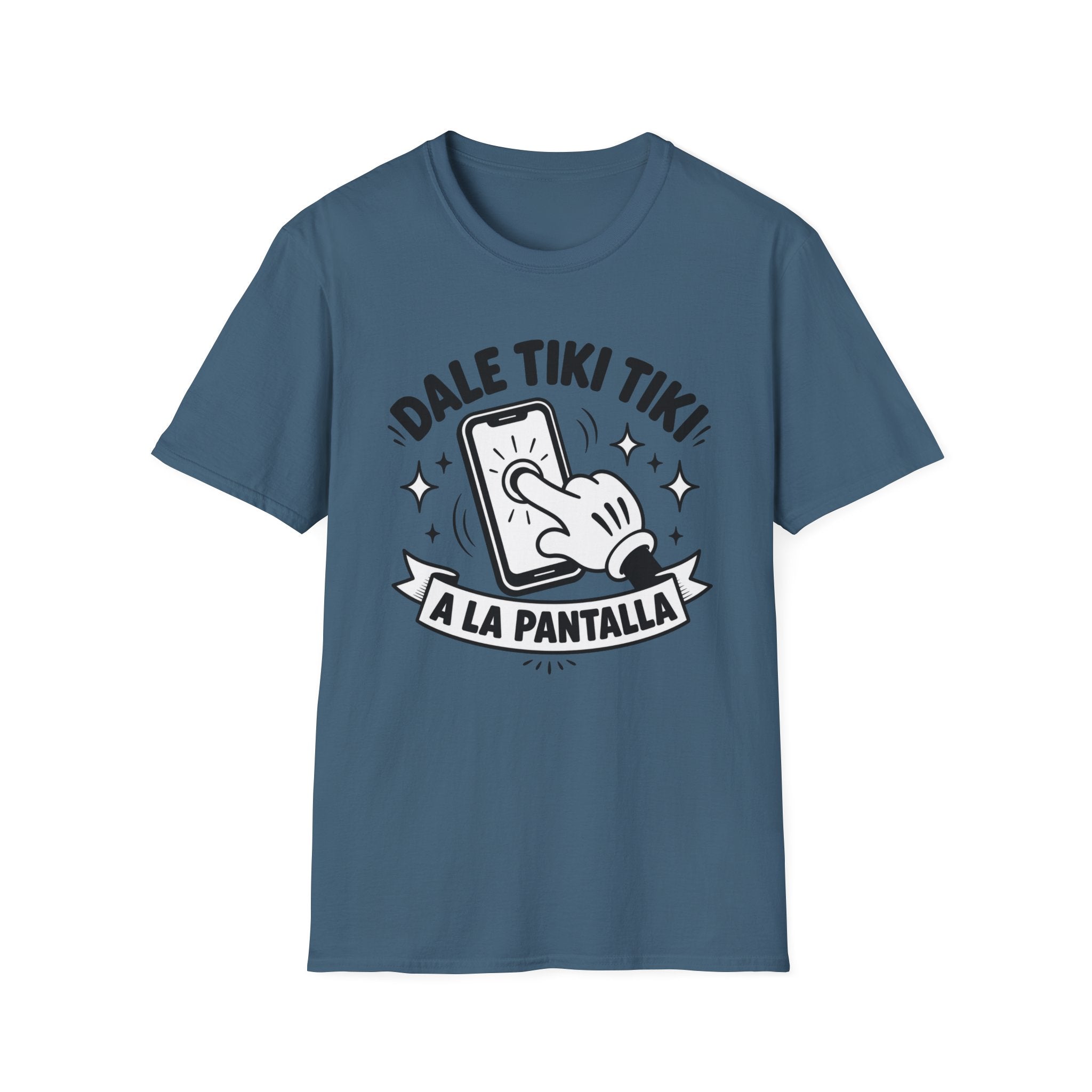 T-Shirt — 'Dale Tiki Tiki! A La Pantalla' Funny Spanish Phone-Press Graphic Tee