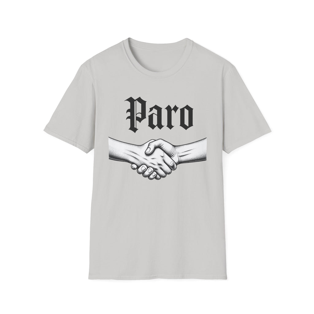 Paro Handshake T-Shirt — Vintage Gothic Script Graphic Tee