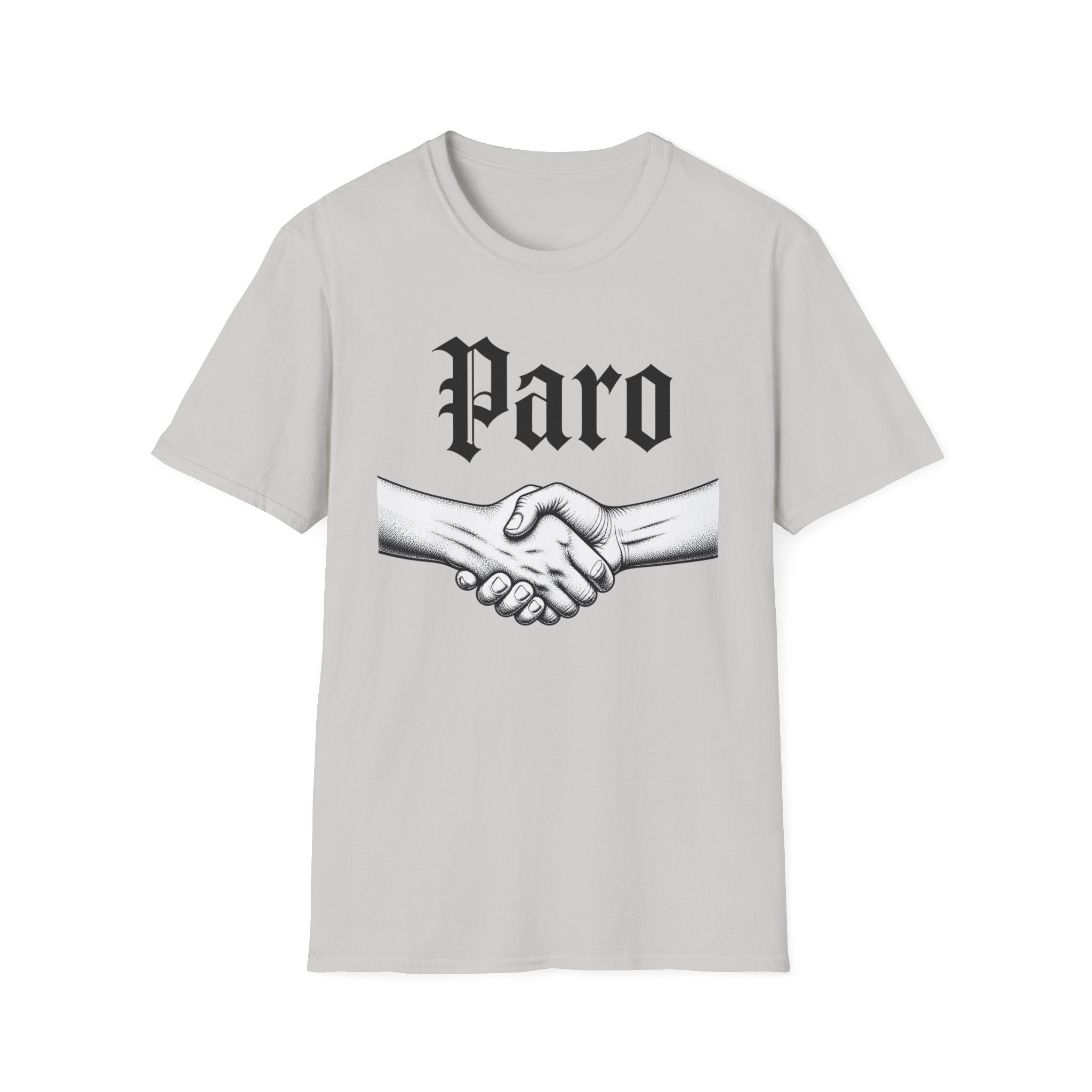 Paro Handshake T-Shirt — Vintage Gothic Script Graphic Tee