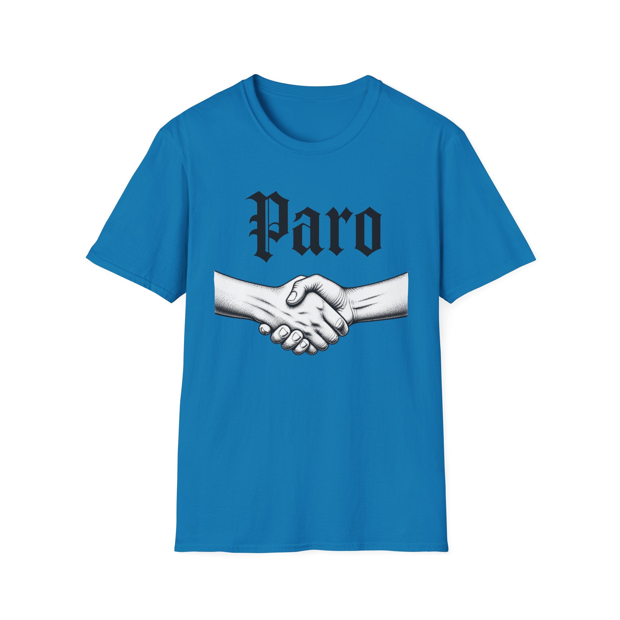 Paro Handshake T-Shirt — Vintage Gothic Script Graphic Tee