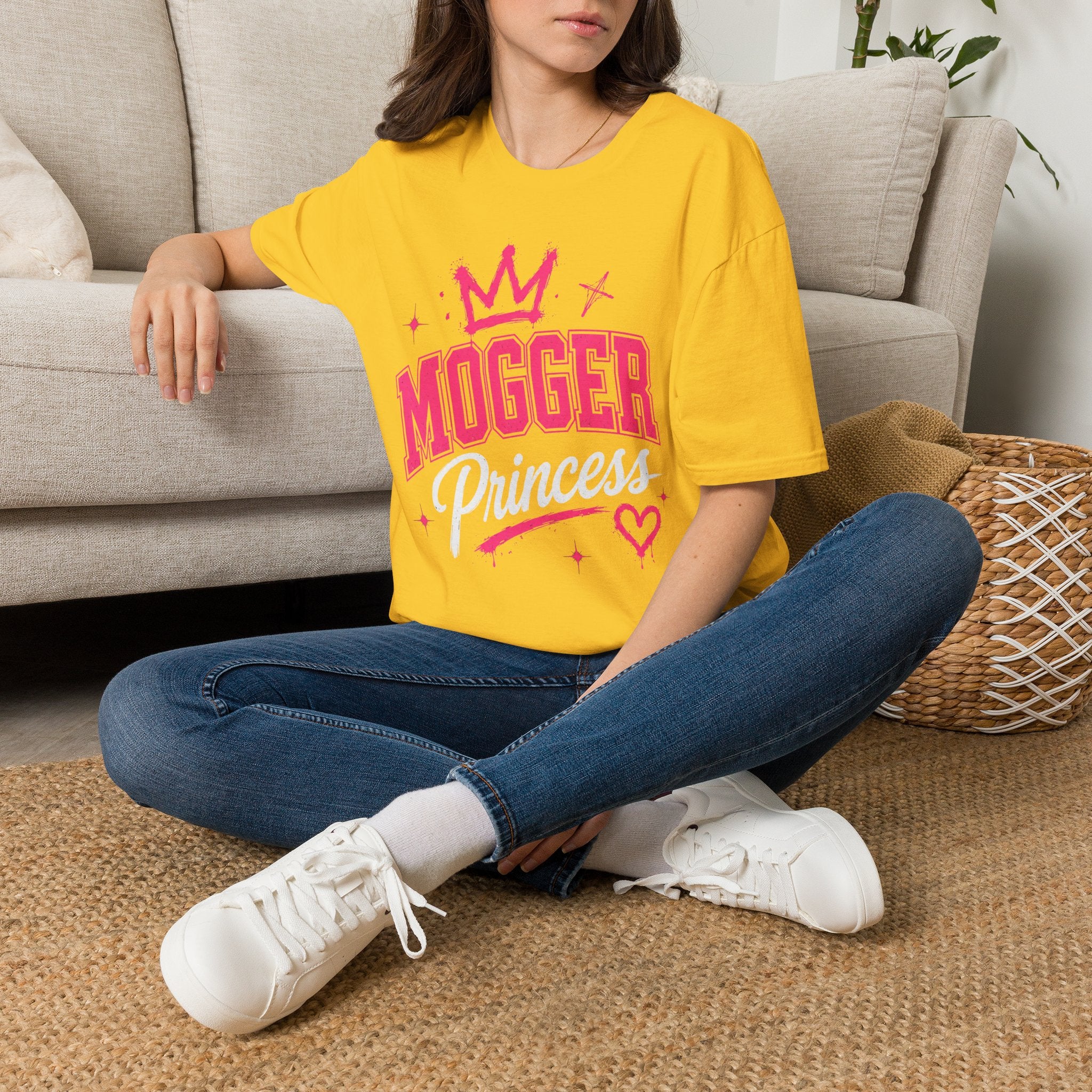 Mogger Princess T‑Shirt — Pink Crown Graphic Tee