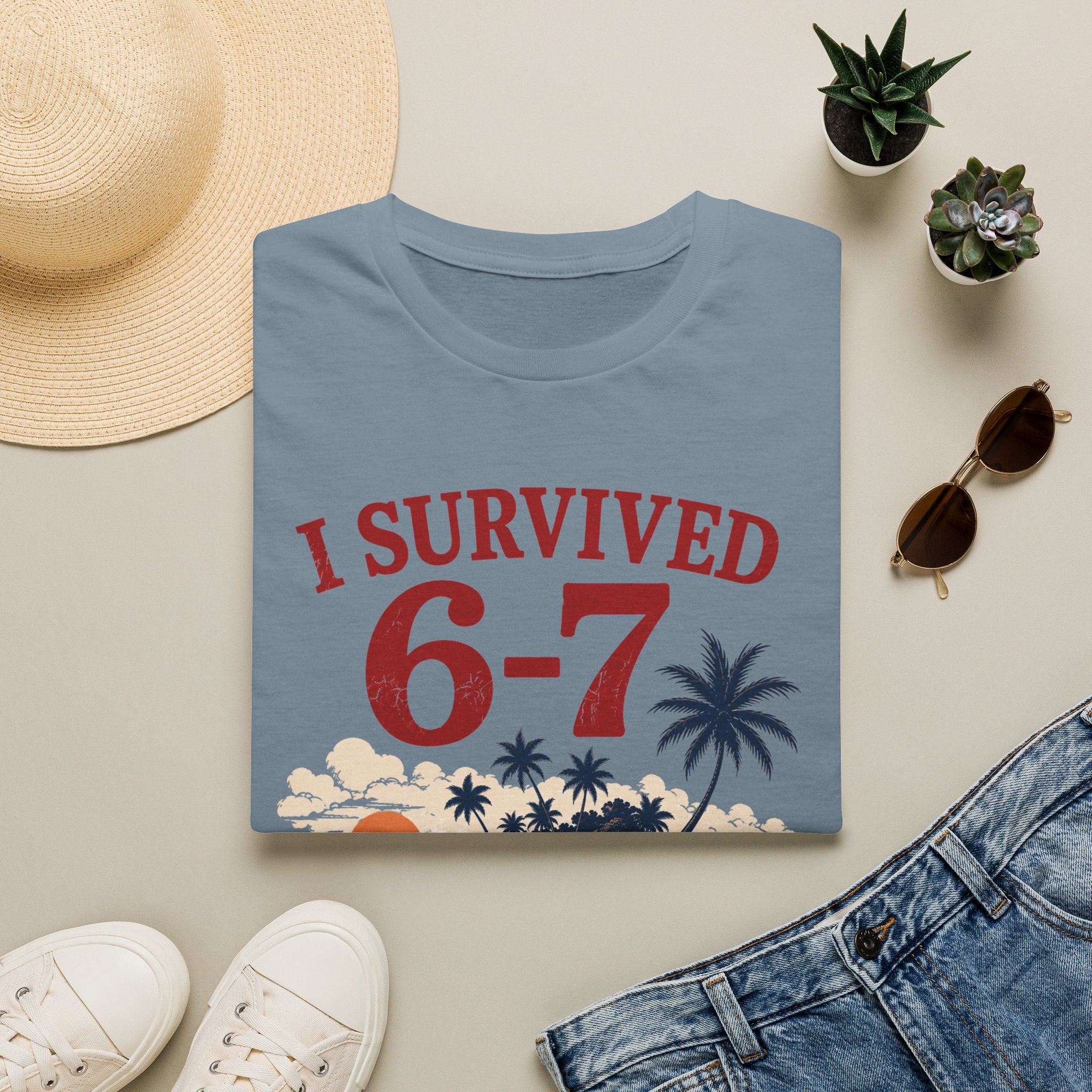 I Survived 6-7 T-Shirt — Retro Island Vacation Survivor Tee