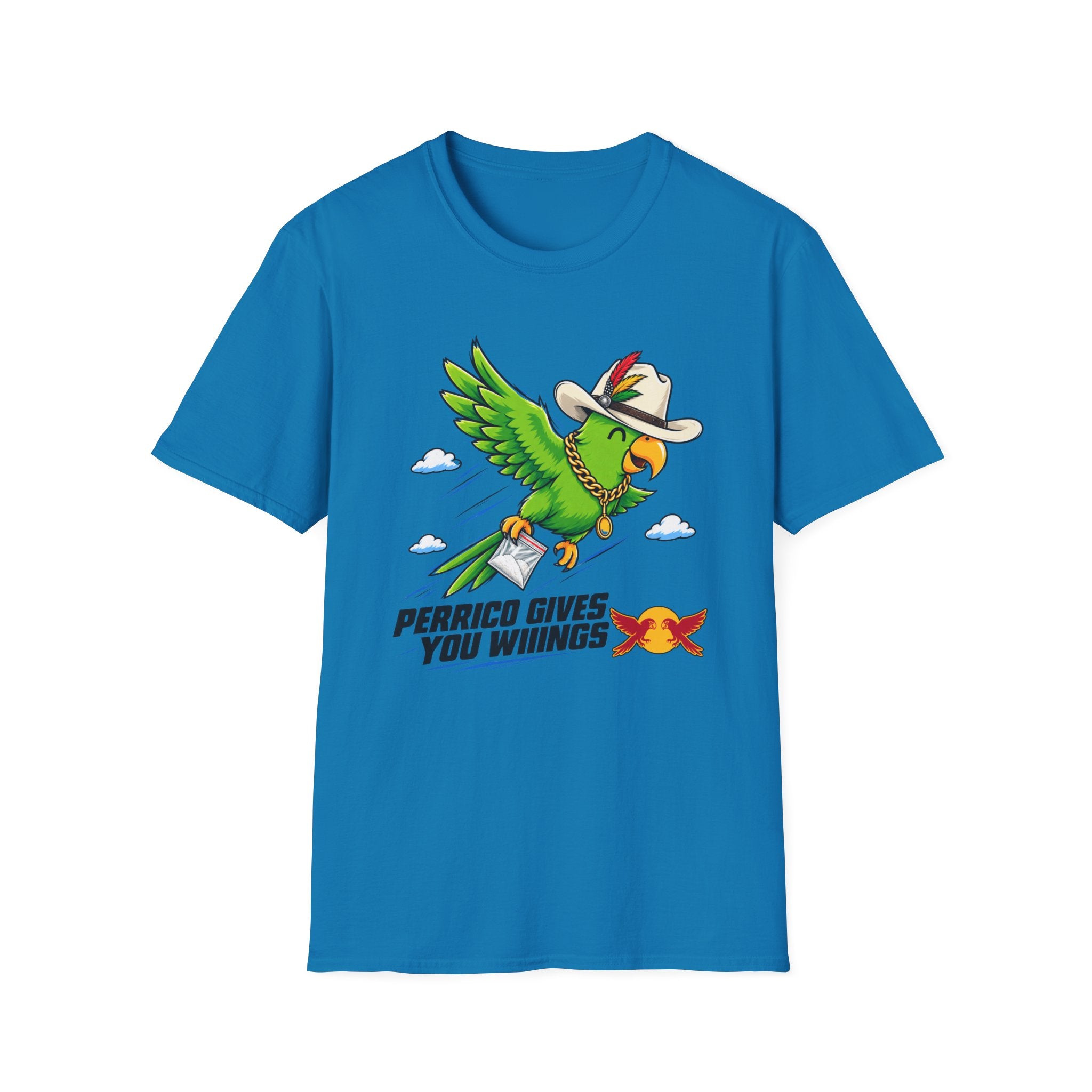Parrot T-Shirt — 'Perrico Gives You Wiings' Funny Tropical Bird Tee