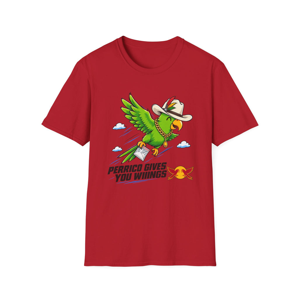 Parrot T-Shirt — 'Perrico Gives You Wiings' Funny Tropical Bird Tee