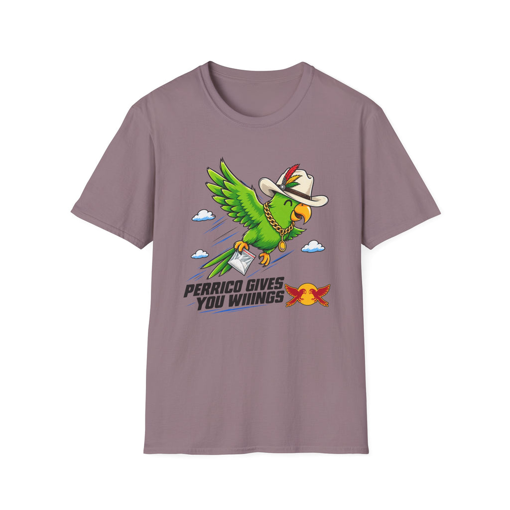 Parrot T-Shirt — 'Perrico Gives You Wiings' Funny Tropical Bird Tee