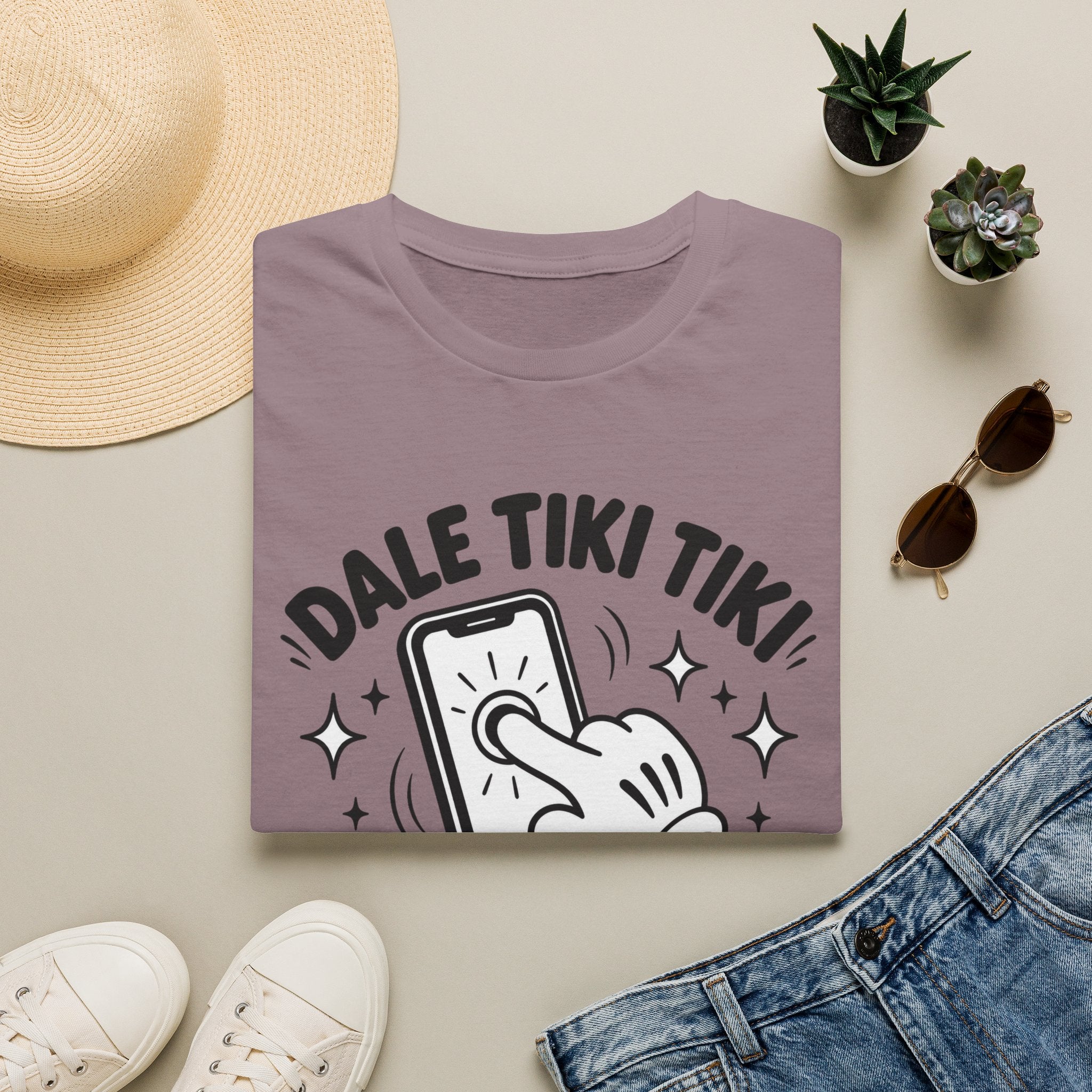 T-Shirt — 'Dale Tiki Tiki! A La Pantalla' Funny Spanish Phone-Press Graphic Tee