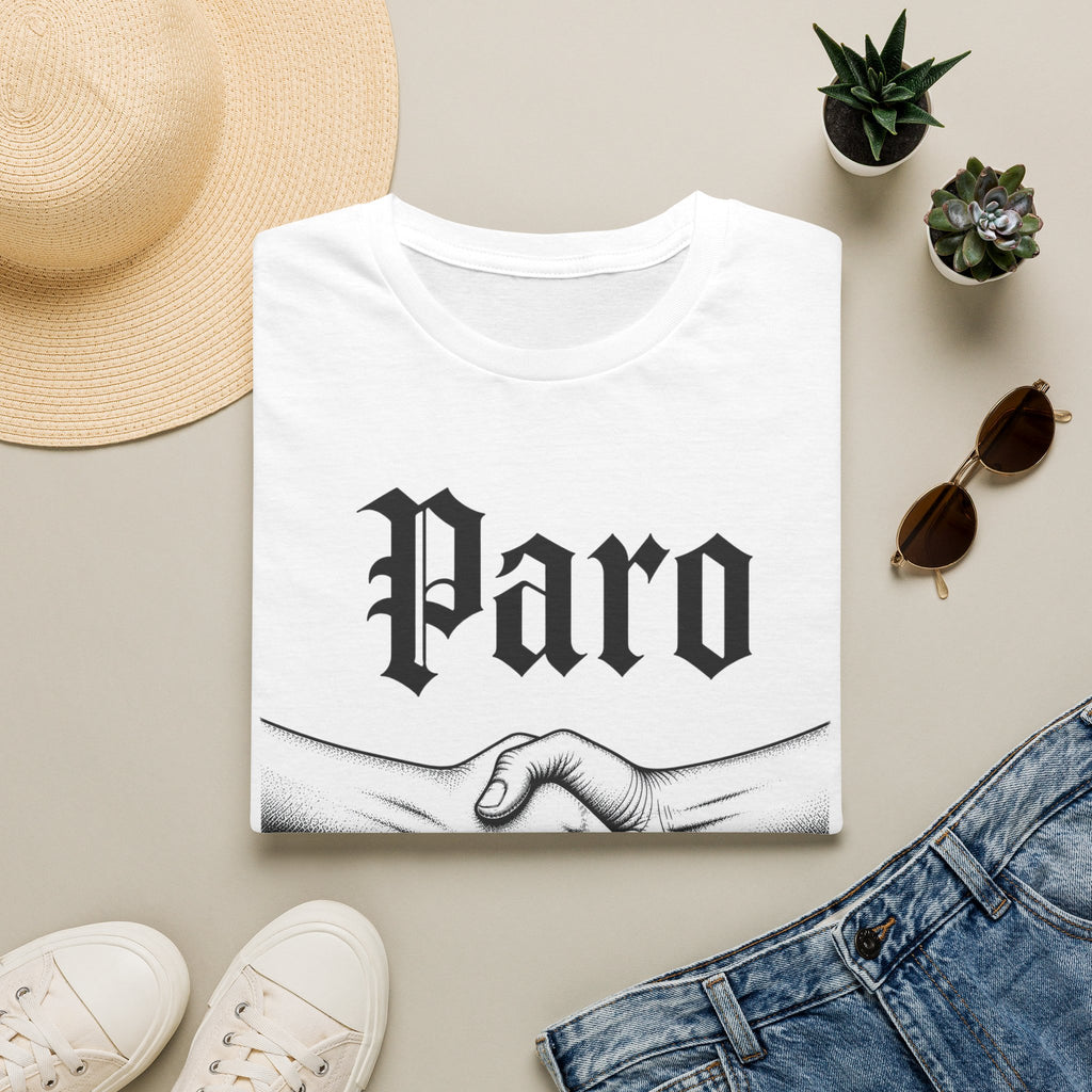 Paro Handshake T-Shirt — Vintage Gothic Script Graphic Tee