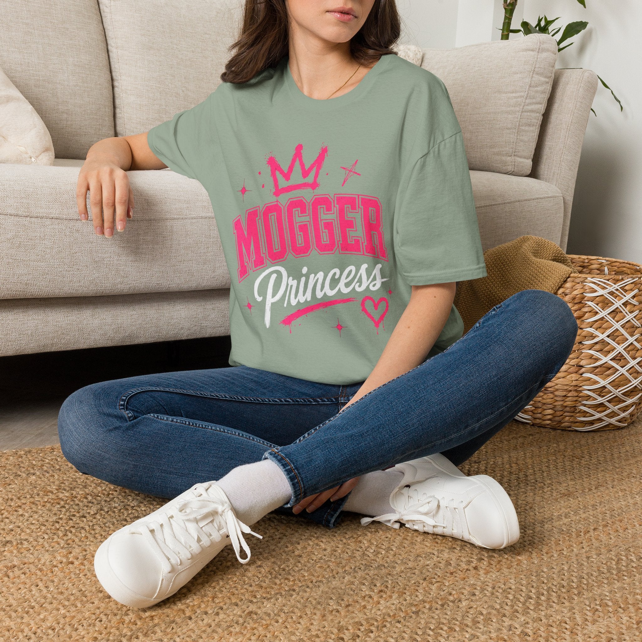 Mogger Princess T‑Shirt — Pink Crown Graphic Tee
