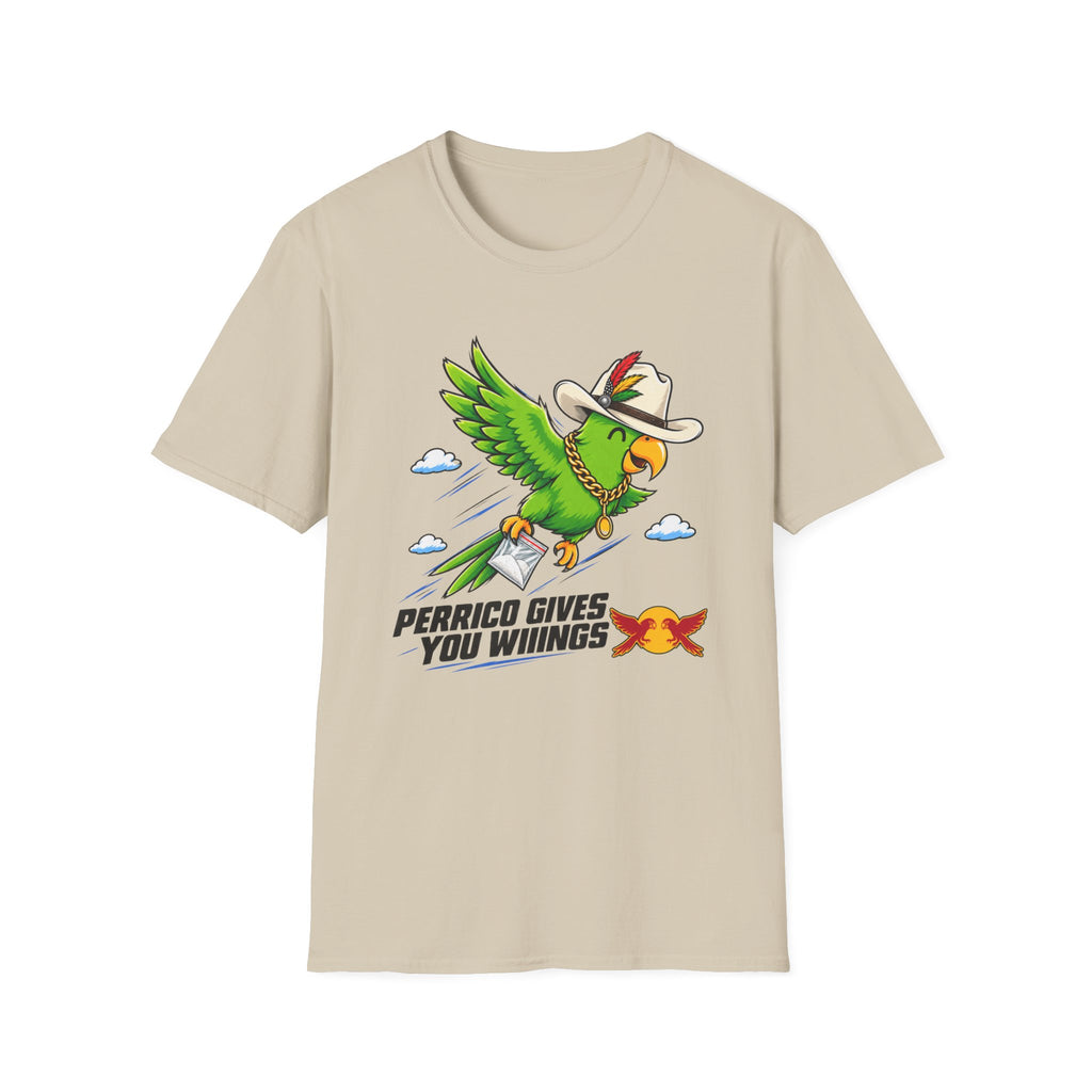 Parrot T-Shirt — 'Perrico Gives You Wiings' Funny Tropical Bird Tee