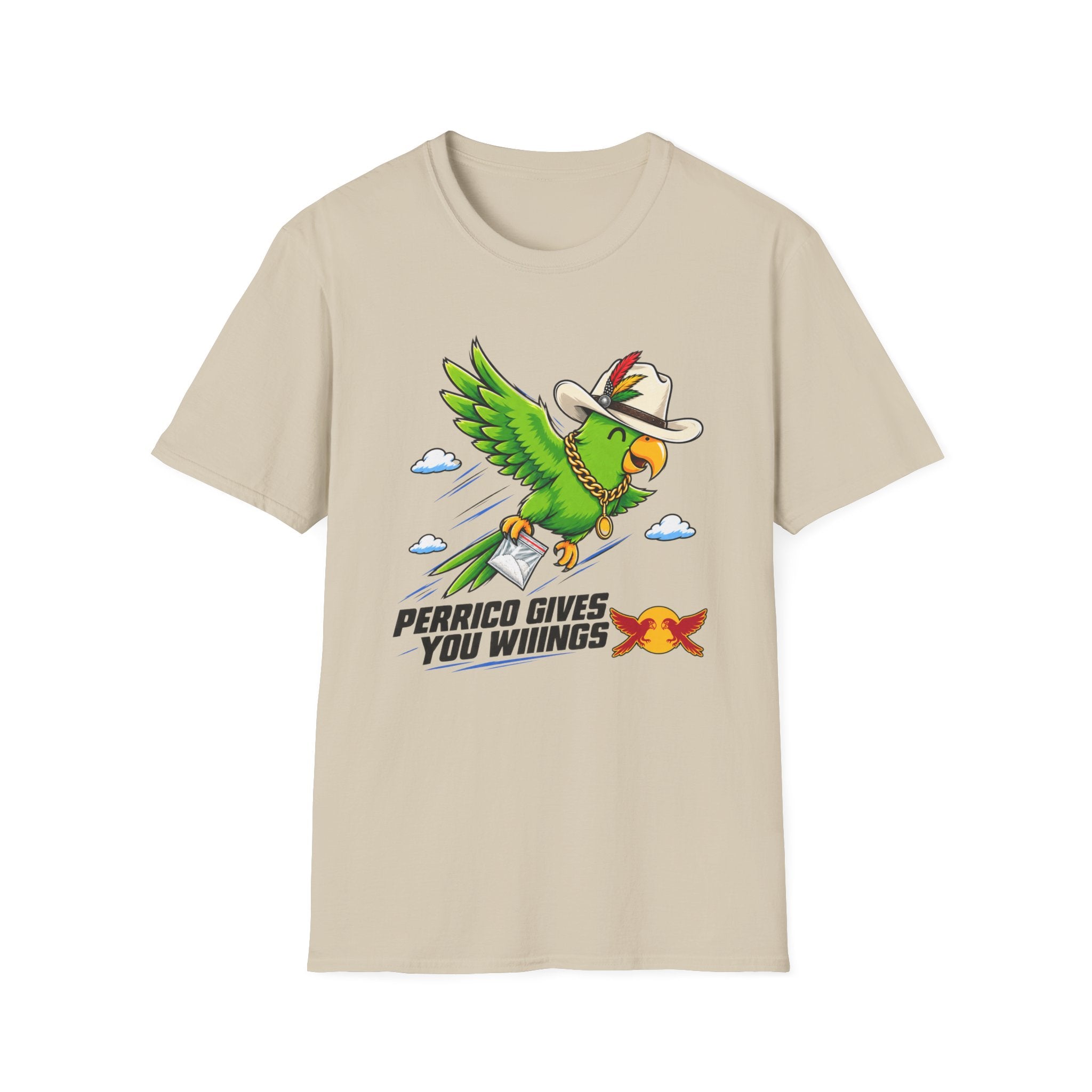 Parrot T-Shirt — 'Perrico Gives You Wiings' Funny Tropical Bird Tee