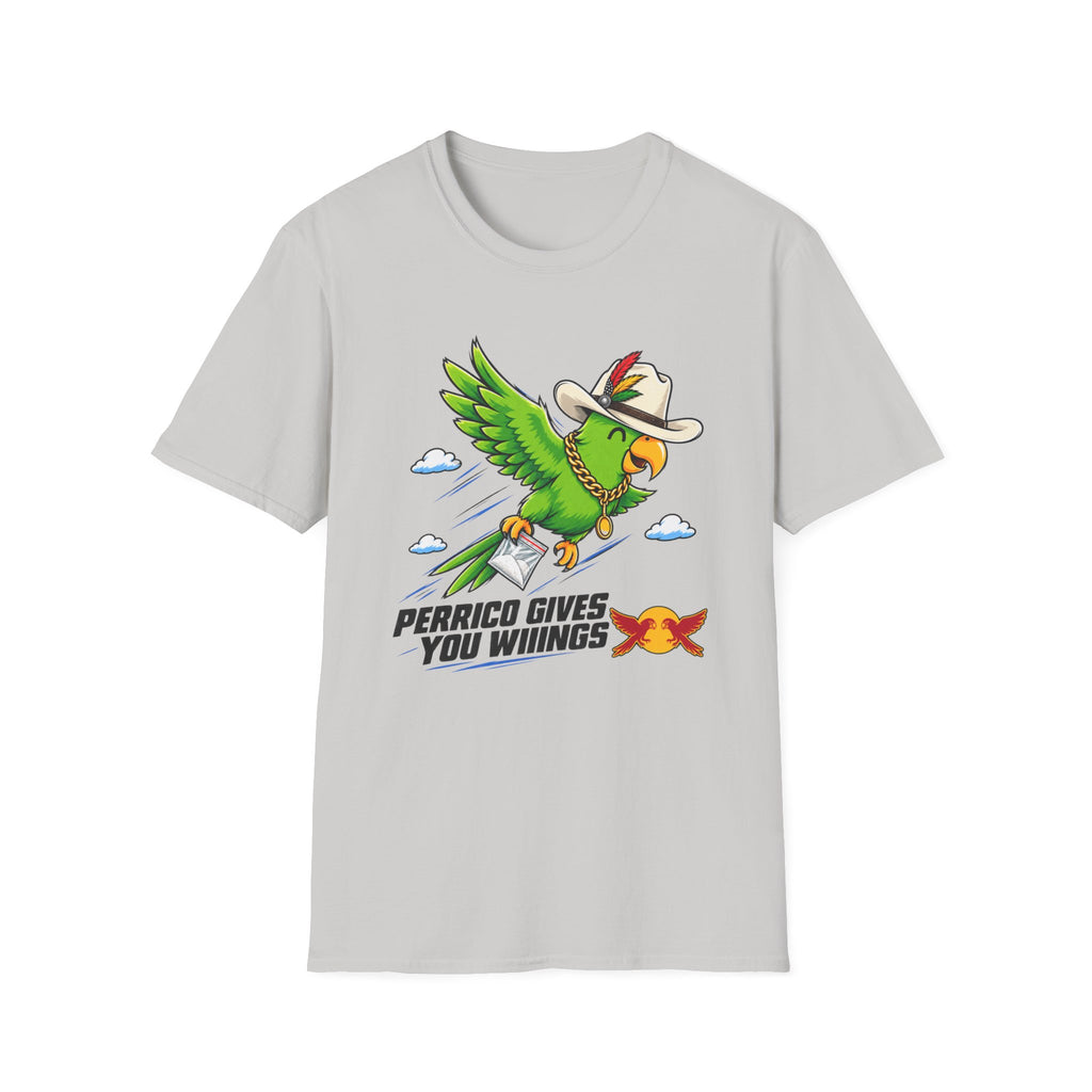 Parrot T-Shirt — 'Perrico Gives You Wiings' Funny Tropical Bird Tee