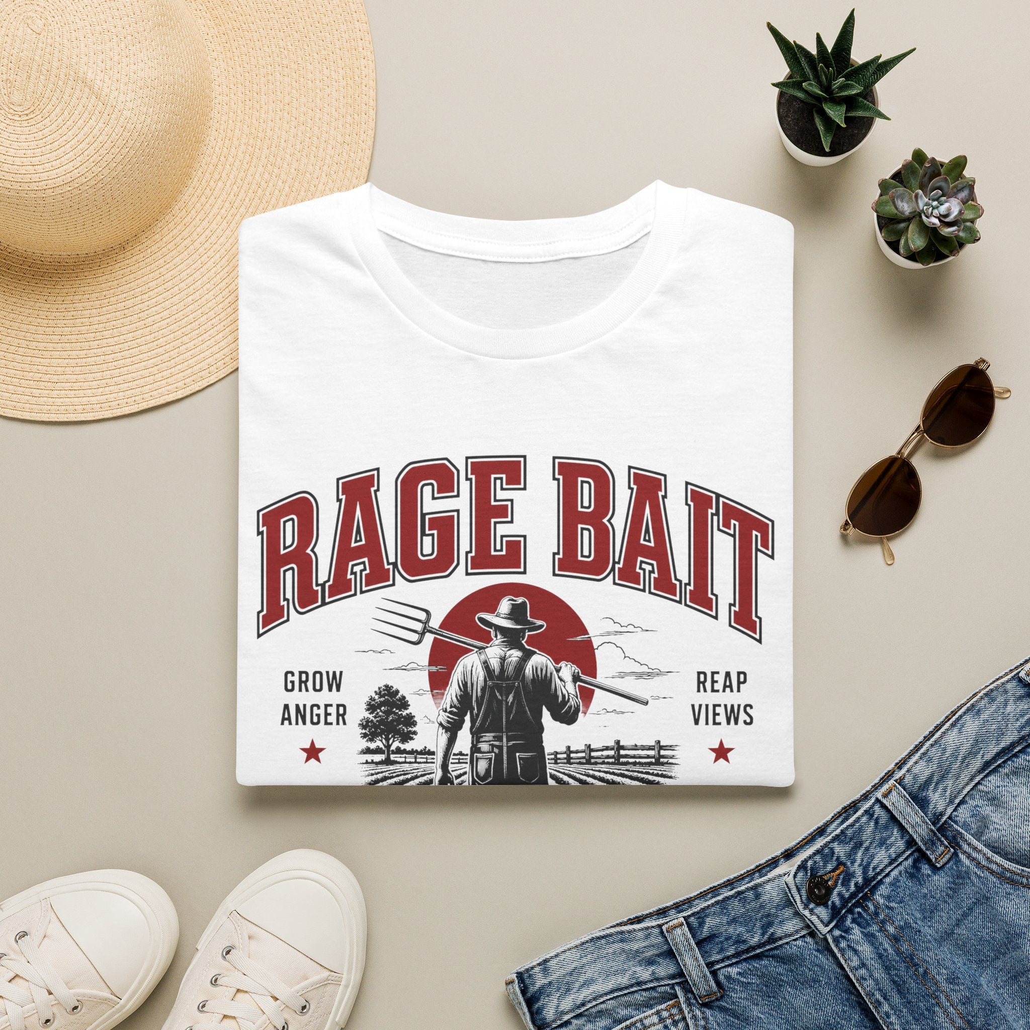 Rage Bait Farmer Graphic T‑Shirt — Grow Anger, Reap Views Vintage Western Tee